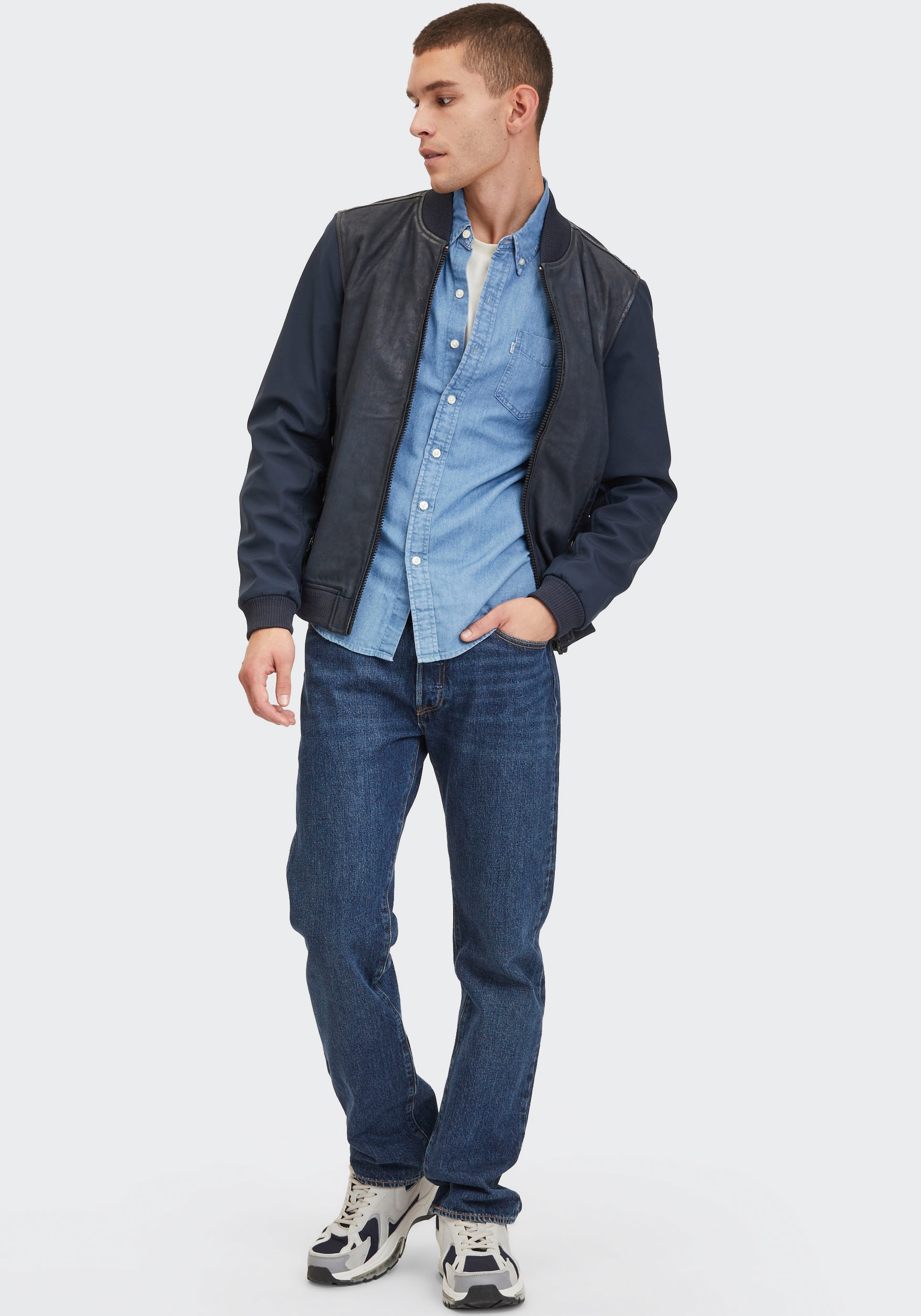 Mauritius Lederjacke »GMHorizan«, mit Ärmel im Hybrid-Style