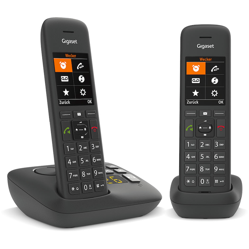 GIGASET Schnurloses DECT-Telefon »C575A Duo« (Mobilteile: 2 ) Anrufbeantworter, 2 Mobilteile Schwarz Extra große Nummernanzeige im Display