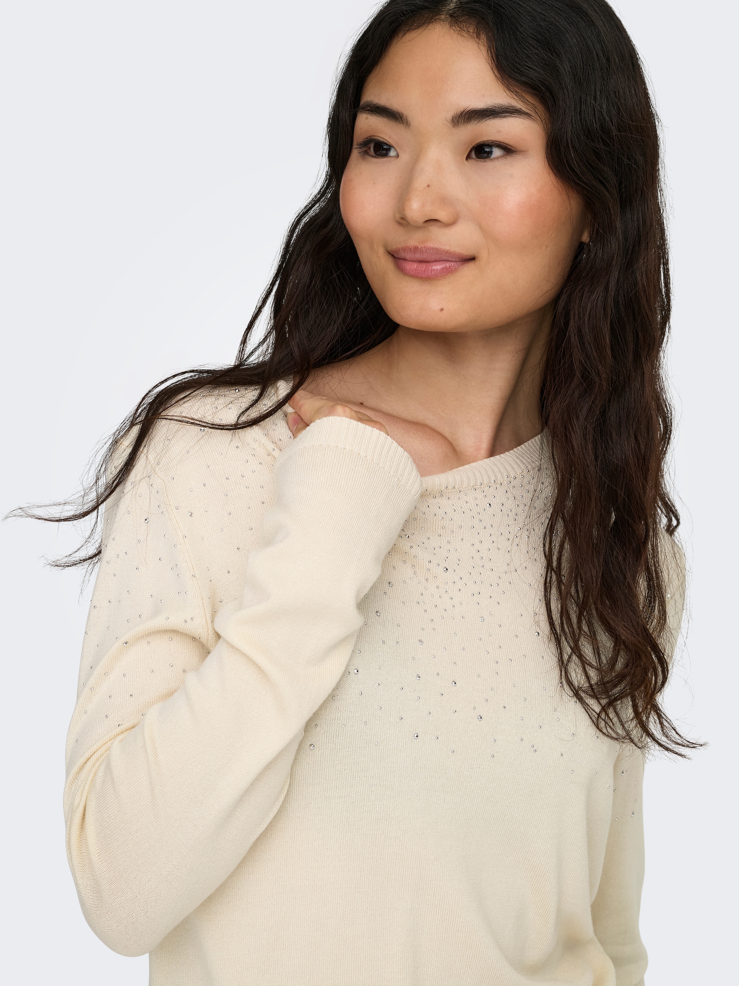 ONLY Rundhalspullover »ONLANABELLA LS BLING O-NECK KNT«