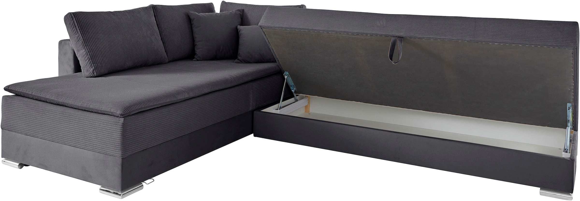 INOSIGN Ecksofa »Boxspringbett Night & Day L-Form mit Dauer-Schlaffunktion mit Armlehne«, mit Boxspring-Bettfunktion 180x200 cm und Bettkasten, Dauerschläfer!