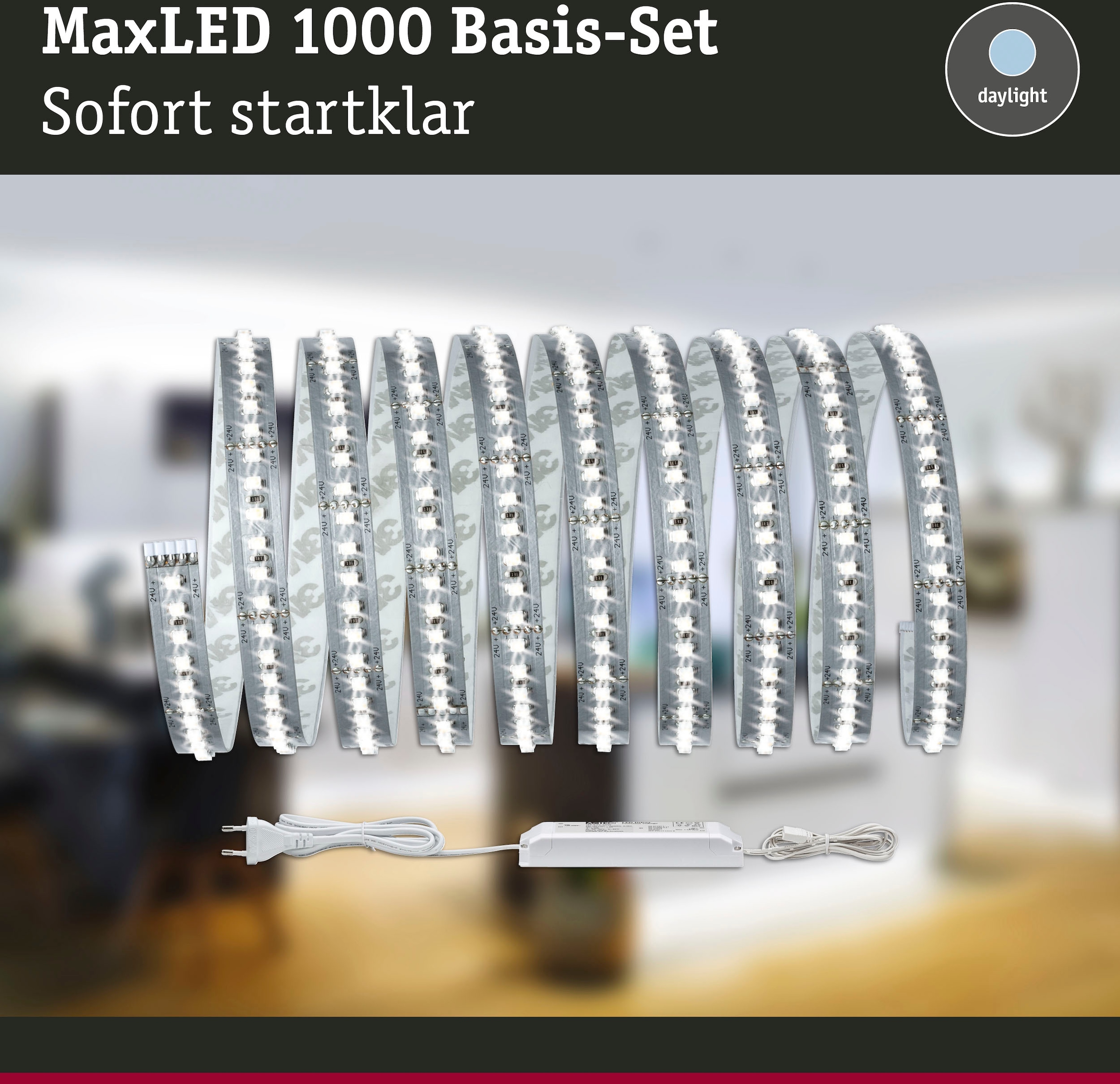 Paulmann LED-Streifen »MaxLED 1000 Basisset 3m Tageslichtweiß 35W 1100lm/m 6500K«, 1 St.-flammig, Basisset, unbeschichtet