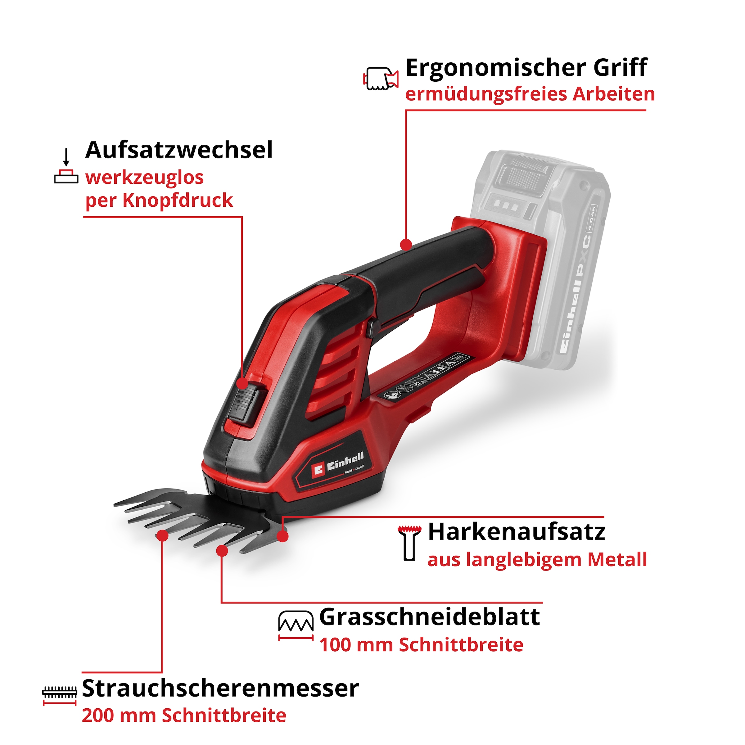 Einhell Akku-Grasschere »GE- CG 18/100 Li - 3 in 1-Solo« ()  ohne Akku und Ladegerät