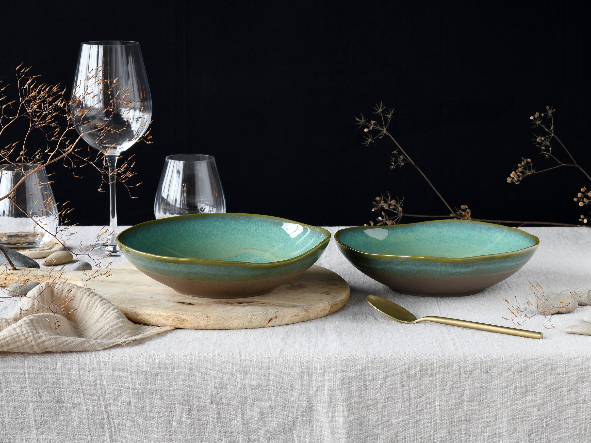 CreaTable Schale »Basalt Bio, Pasta Bowl 2-tlg«, 2 tlg., aus Steinzeug, Org günstig online kaufen