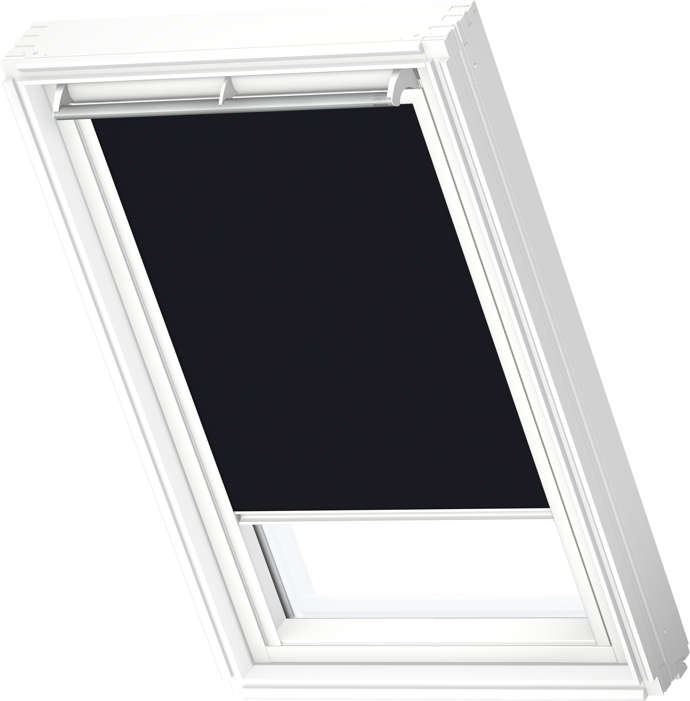 VELUX Verdunklungsrollo »DKL 3009SWL«, verdunkelnd, ohne Bohren, in Führungsschienen, Stoff schwarz mit alufarbenen Führungsschienen & Griffleiste