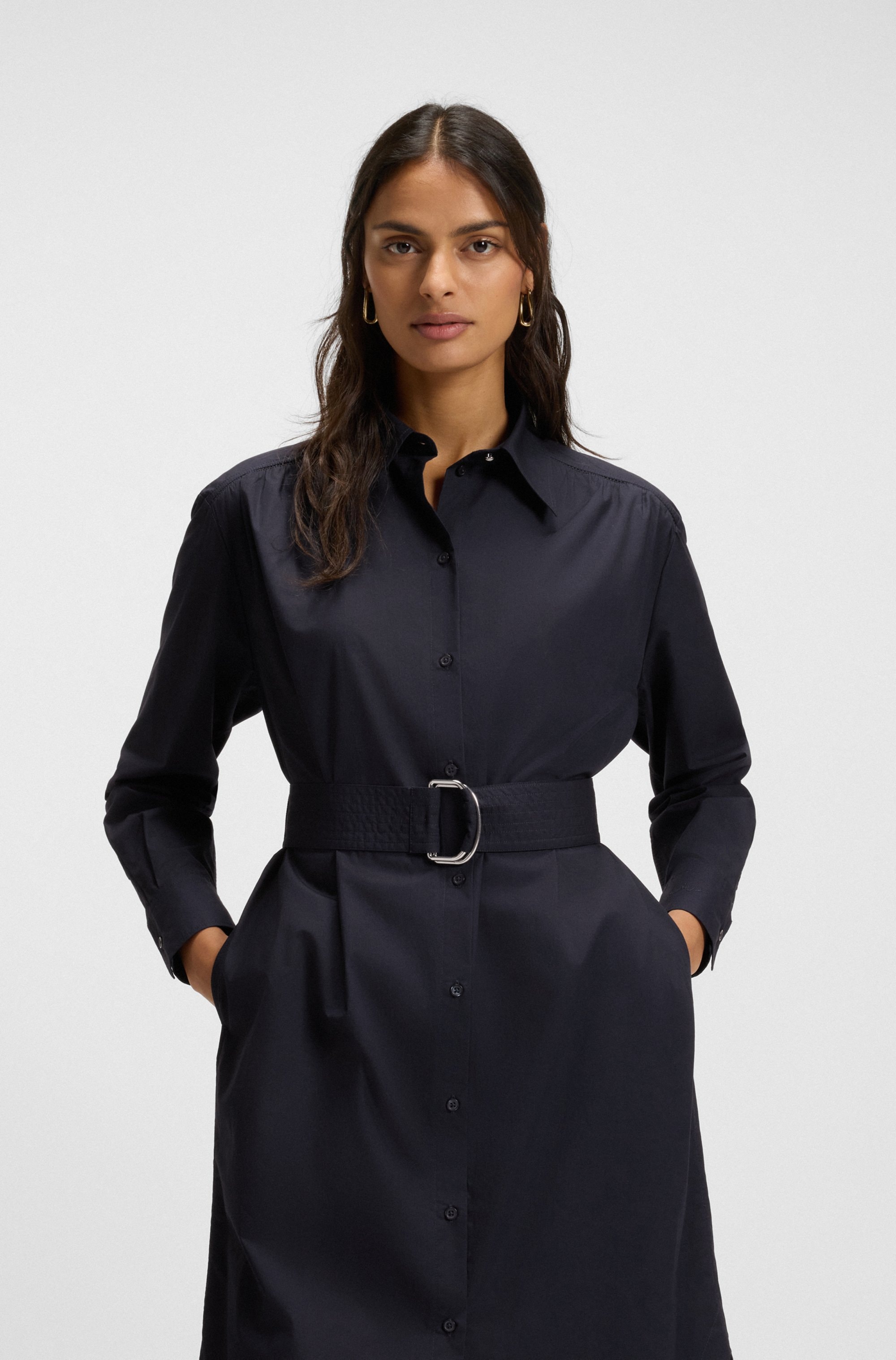 BOSS ORANGE Hemdblusenkleid »Delegant Premium Damenmode«, mit Gürtel mit D-Ring-Schließe