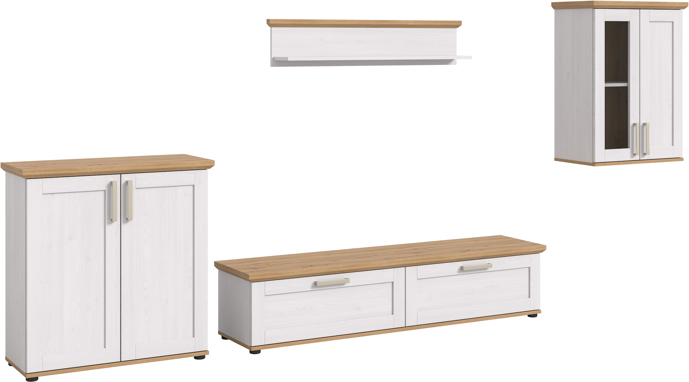 Home affaire Wohnwand »Cosenza«, (Set, 4 St.), Cosenza, Breite: 336 cm,Vitr günstig online kaufen