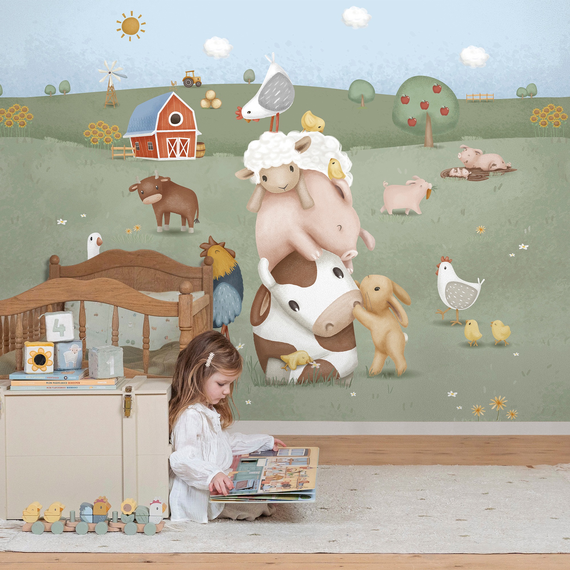 LITTLE DUTCH Vliestapete »Little Farm« neutral glatt 280x300cm (LxB) ca. 8, günstig online kaufen