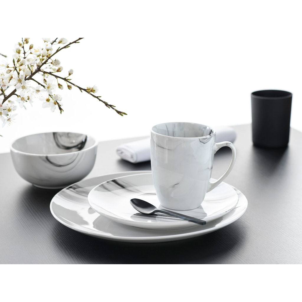 CreaTable Kombiservice »Geschirr-Set Marmor«, (Set, 16 tlg., Kaffeeservice und Tafelservice im Set, für 4 Personen)