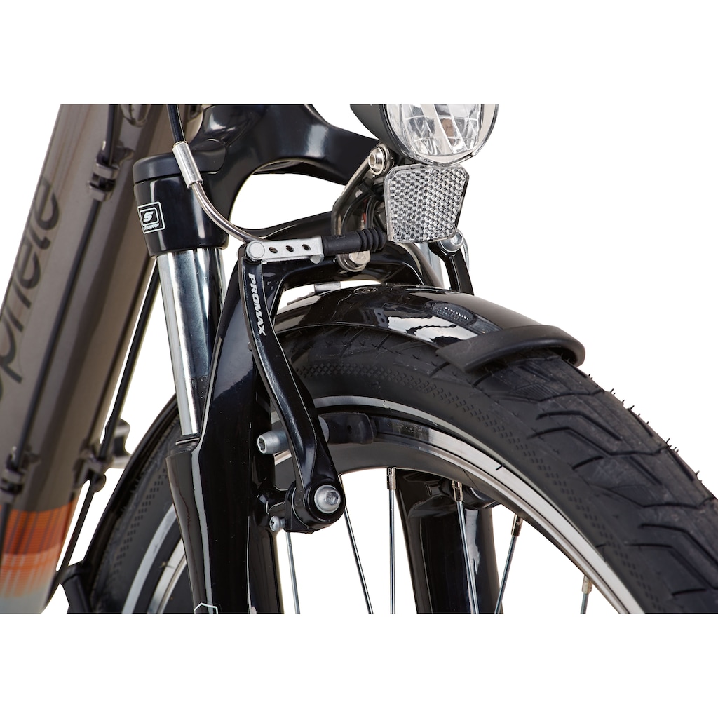 Prophete E-Bike »Geniesser pro inkl. Seitentasche«, 7 Gang, Shimano, Nexus, Mittelmotor 250 W, (Set, mit Seitentasche)