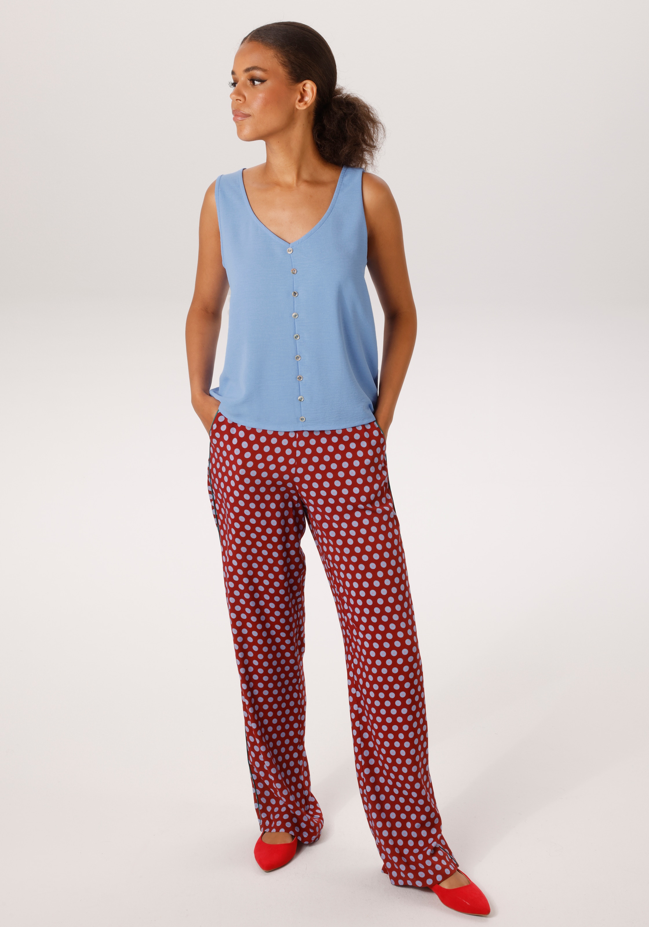 Aniston CASUAL Blusentop in Leinen-Optik