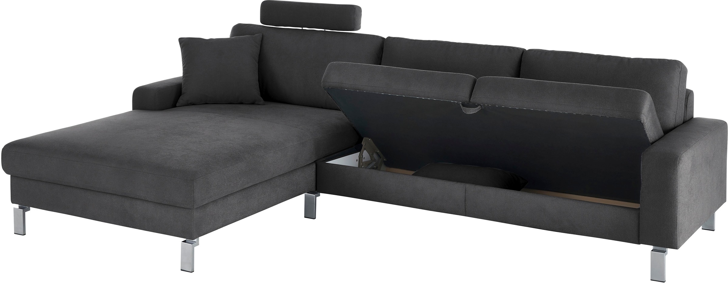 3C Candy Ecksofa »Lecce, wahlweise PUR-Schaumstoff oder Tonnentaschenfederkern«, Bett im 2,5-Sitzer, teilmotorische Schlaffunktion im Longchair, L-Form