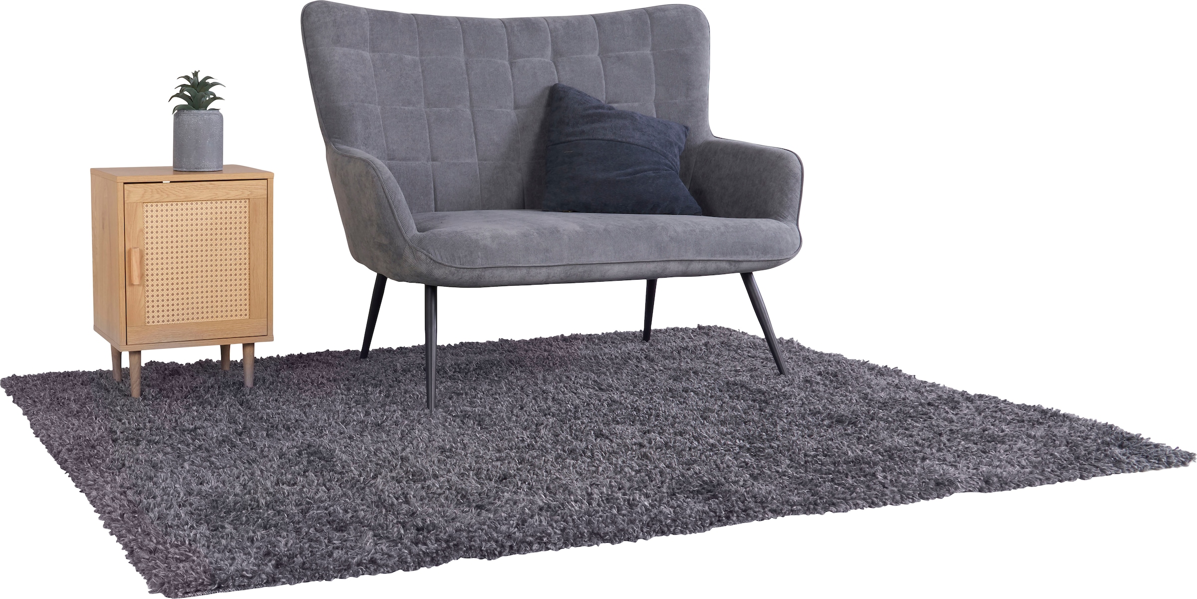 Homexperts Nachtkommode »Andy«, Kiefer Optik, Eisenfüße, B 40 T 30 H 58cm, Rattan, Kiefergriff, 1 Tür