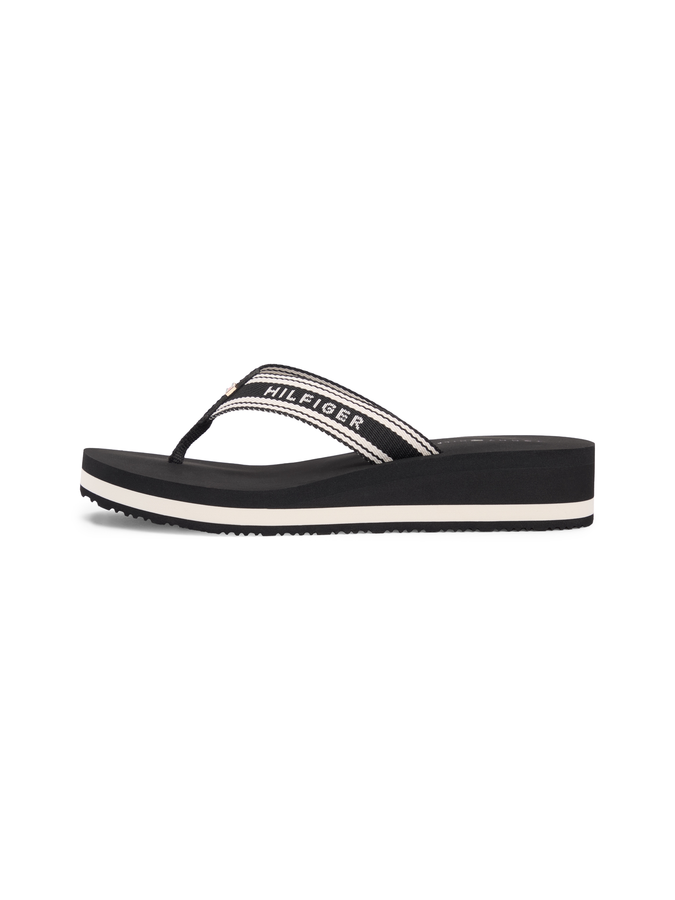 Tommy Hilfiger Zehentrenner »TH FLAG PRINT SUMMER SANDAL«  Keilabsatz, Plateau, Sommerschuh, Dianette mit gestreifter Bandage