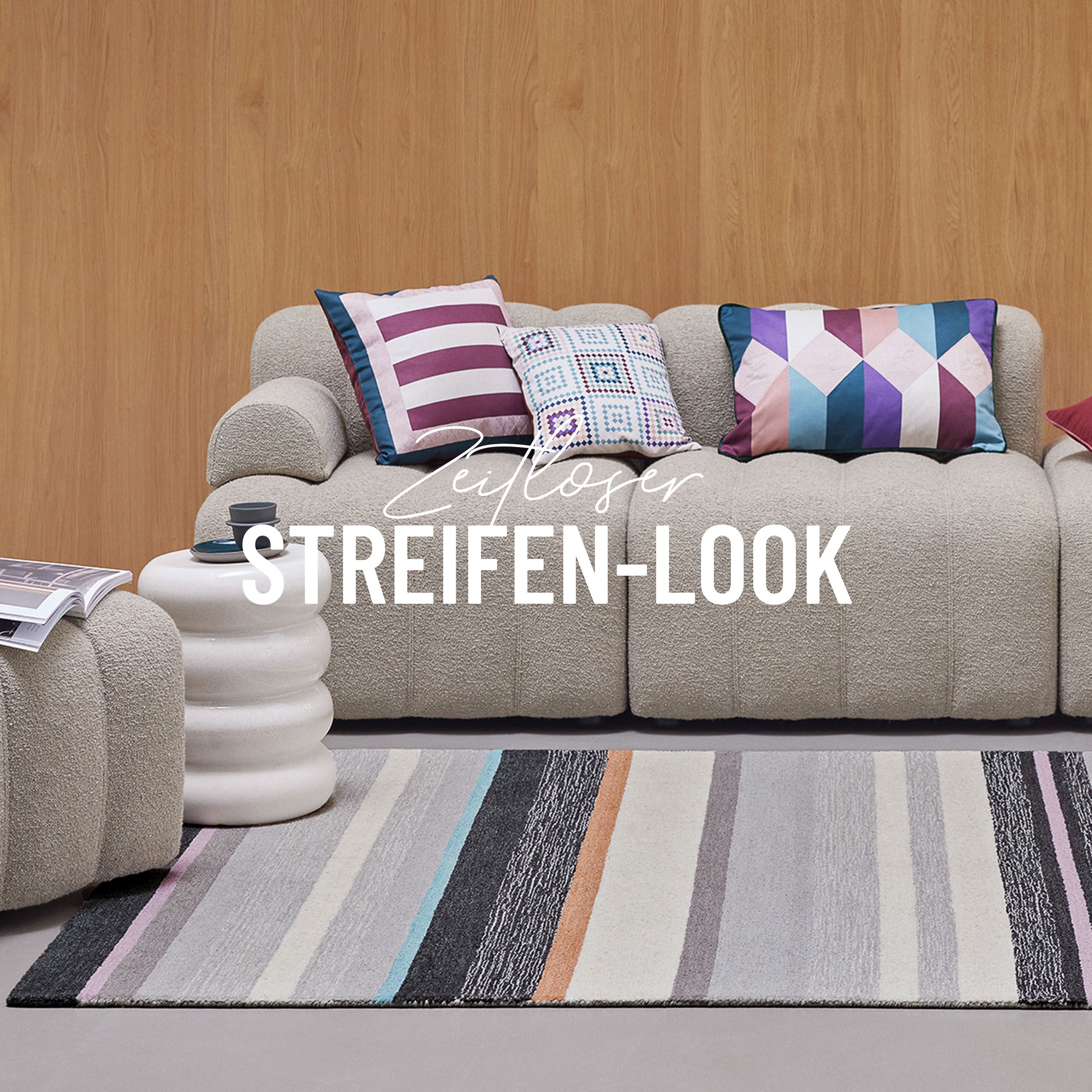 Wecon home Teppich »Sally«, rechteckig, 7 mm Höhe, handgefertigt, gestreift, pflegeleicht, Wolle, Wohnzimmer, Esszimmer