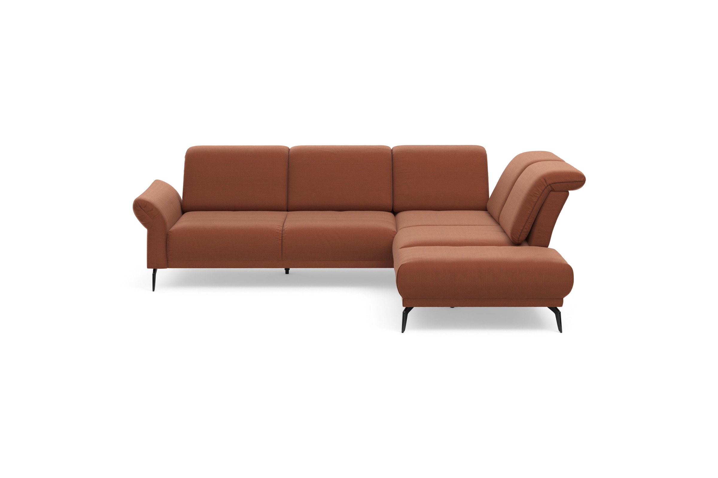 INOSIGN Ecksofa »Coco L-Form«, Sitztiefen-, Arm- und Kopfteilverstellung, Cord-Bezug, Fußhöhe 15 cm