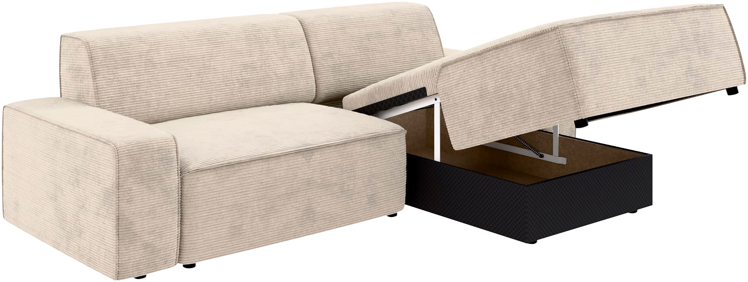 TRENDMANUFAKTUR Ecksofa »Graz, wahlweise mit Sitzvorschub und Bettkasten, L-Form, Breite 246 cm«, in Cord-, haustierfreundlichem LEO Struktur- oder LUMOS-3D-Bezug