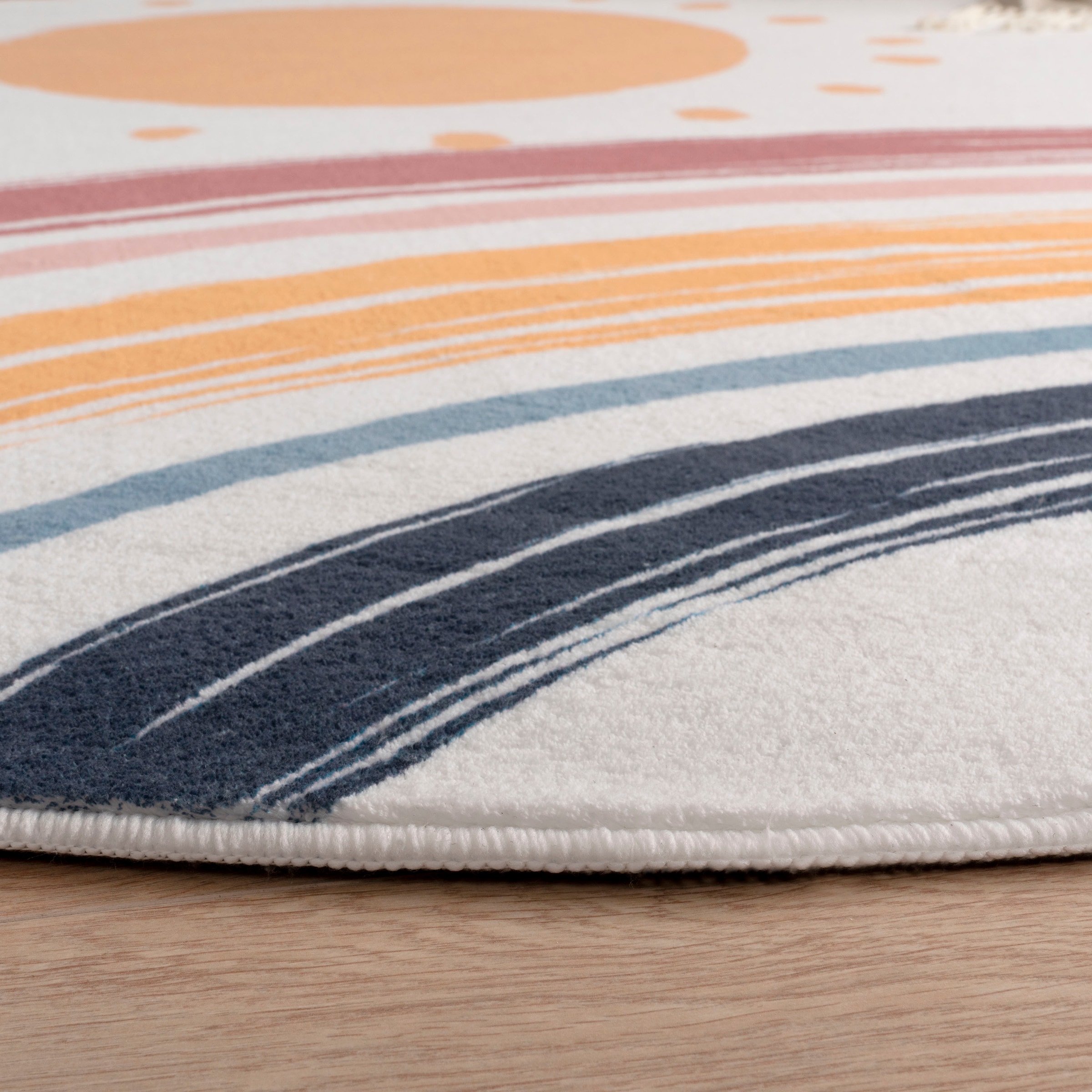 Paco Home Kinderteppich »Niloya 362«, rund, 12 mm Höhe, Spielteppich, Kurzflor, bedruckt, Motiv Sonne & Regenbogen, waschbar
