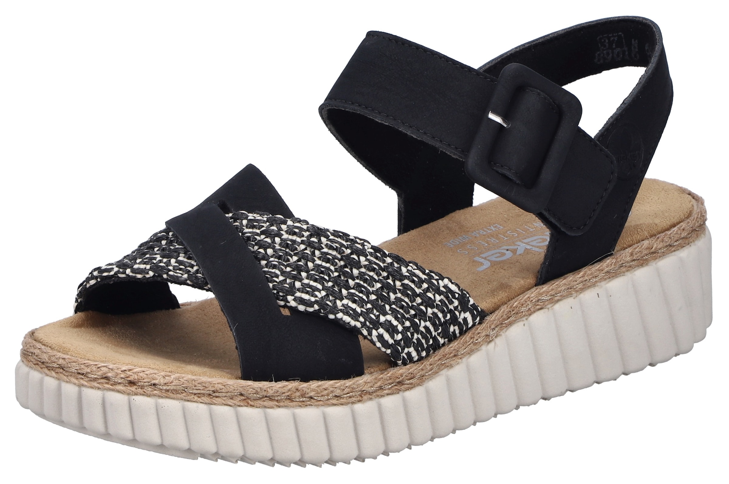 Rieker Sandale  Sommerschuh, Strandschuh, Urlaubsschuh mit Bastumrahmung