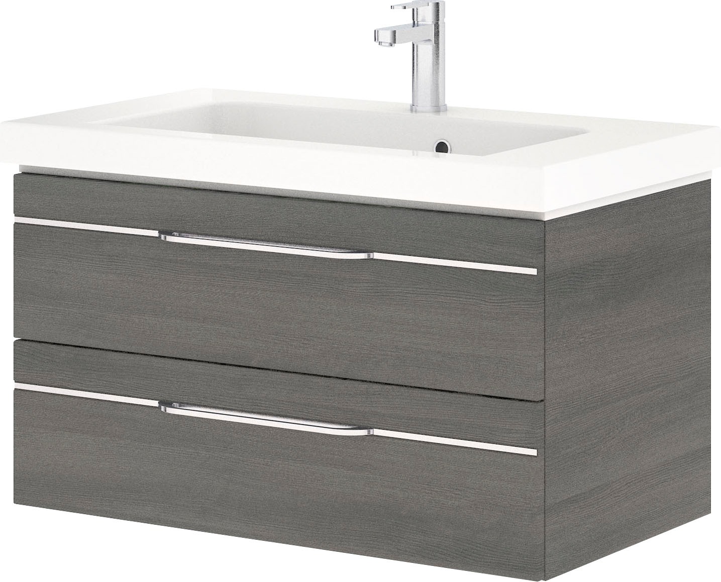 Saphir Badmöbel-Set »Balto Sprint 3-teilig, Mineralmarmor-Waschtisch mit LED-Spiegelschrank«, (4 St.), Badezimmer Set mit Midischrank, inkl Türdämpfer, 4 Türen, 4 Schubladen