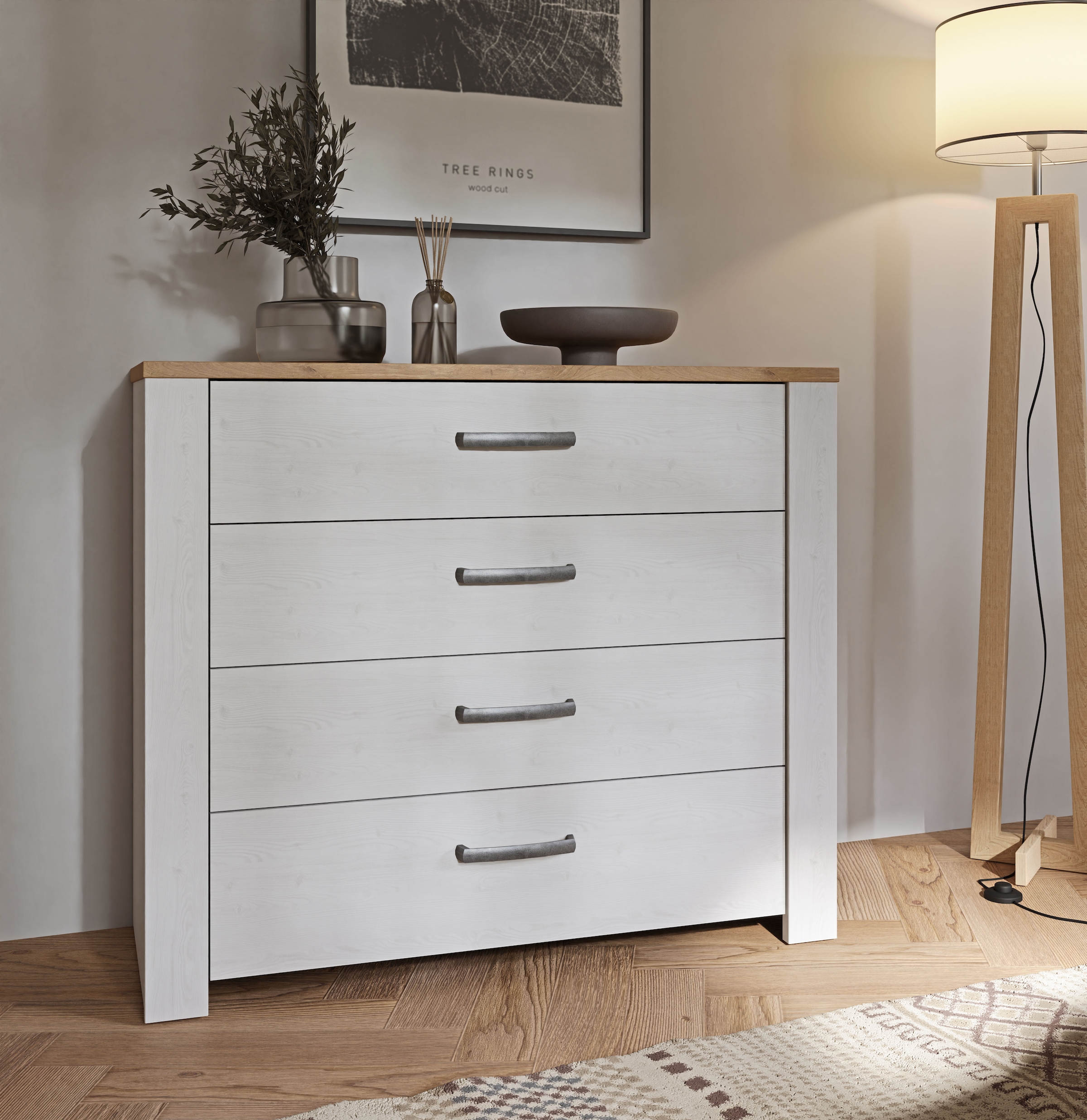 FORTE Kommode »Bohol« B/H/T 101,4/87/42 cm, 4 Schubkästen