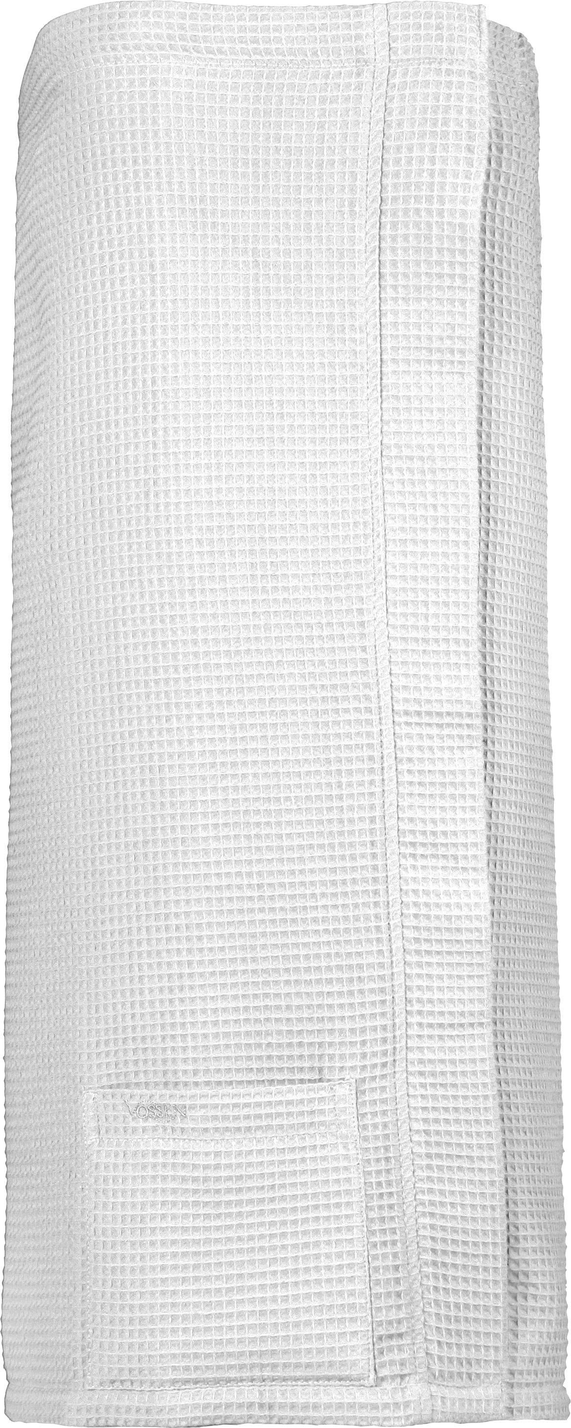 VOSSEN Kilt »Well-L, ideal für Sauna & Spa« 1 Stk. tlg., Saunakilt für Damen, Waffelpiqué-Struktur, reine Baumwolle, Knöpfe weiß Länge: 80 cm...