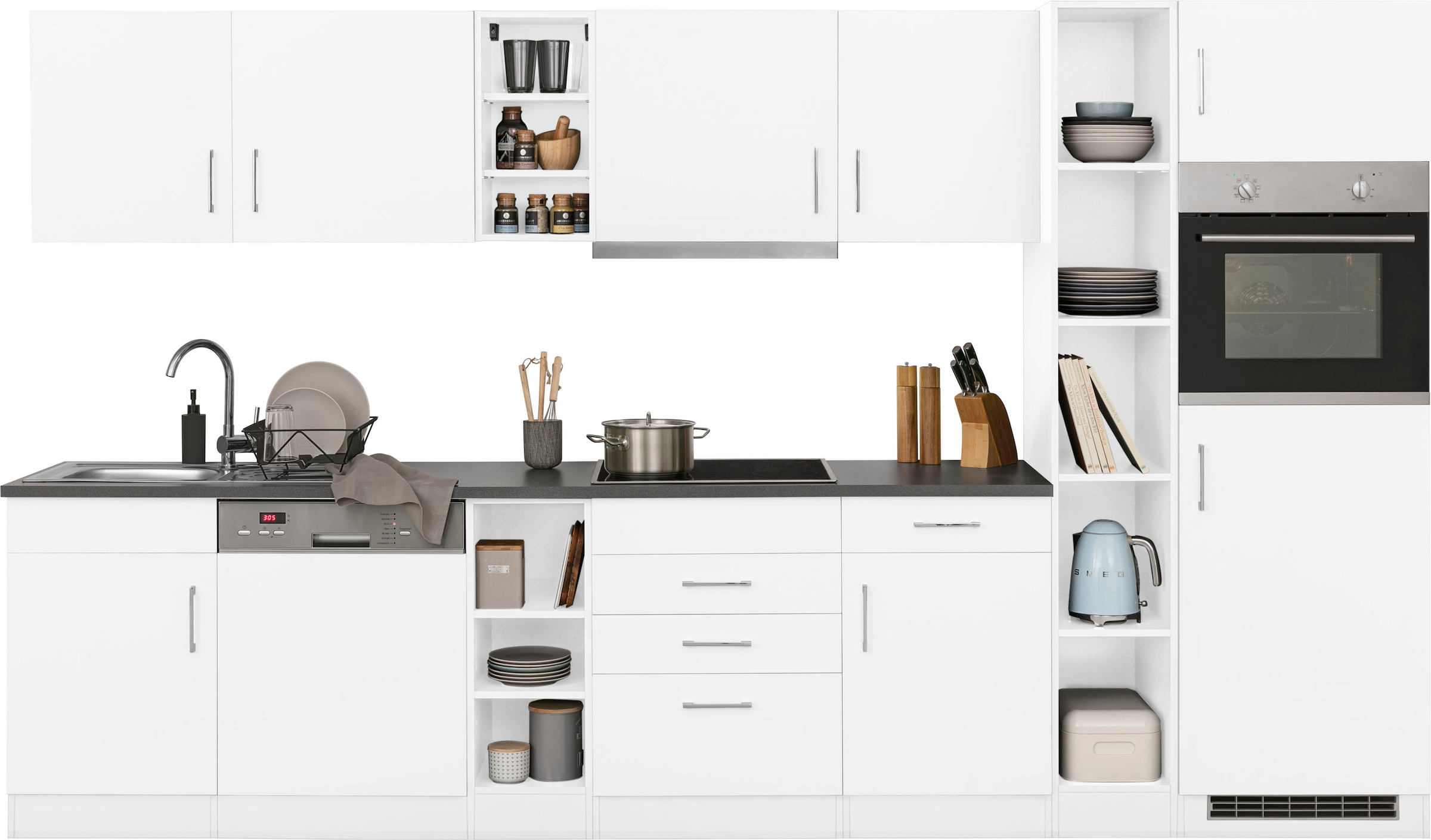 HELD MÖBEL Küchenzeile »Paris«, mit E-Geräten, Breite 340 cm, wahlweise mit  Induktionskochfeld online bestellen