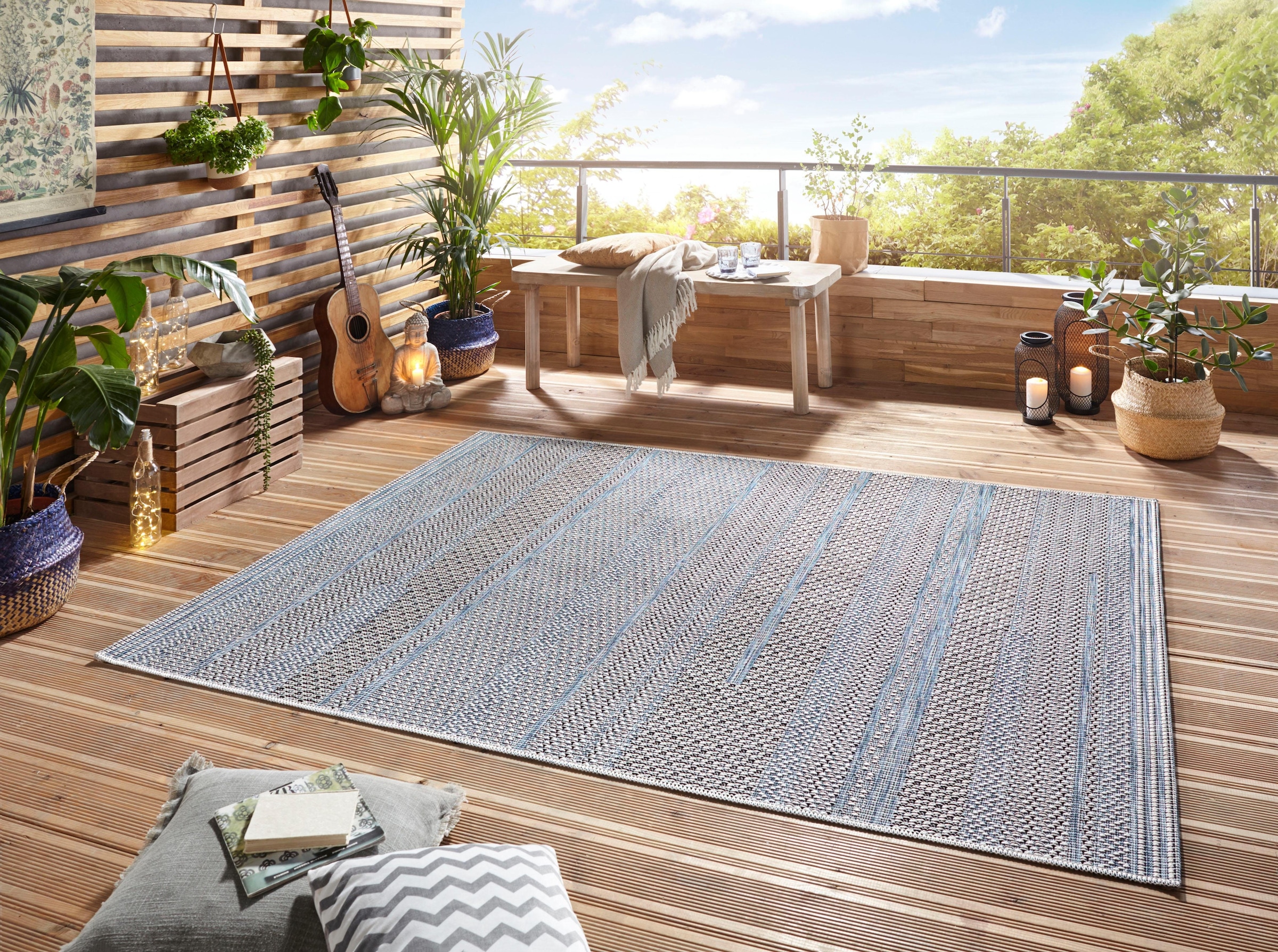 ELLE DECORATION Teppich »Marne«, rechteckig, 4 mm Höhe, In-und Outdoor geeignet, Strapazierfähig und pflegeleicht, Flachgewebe