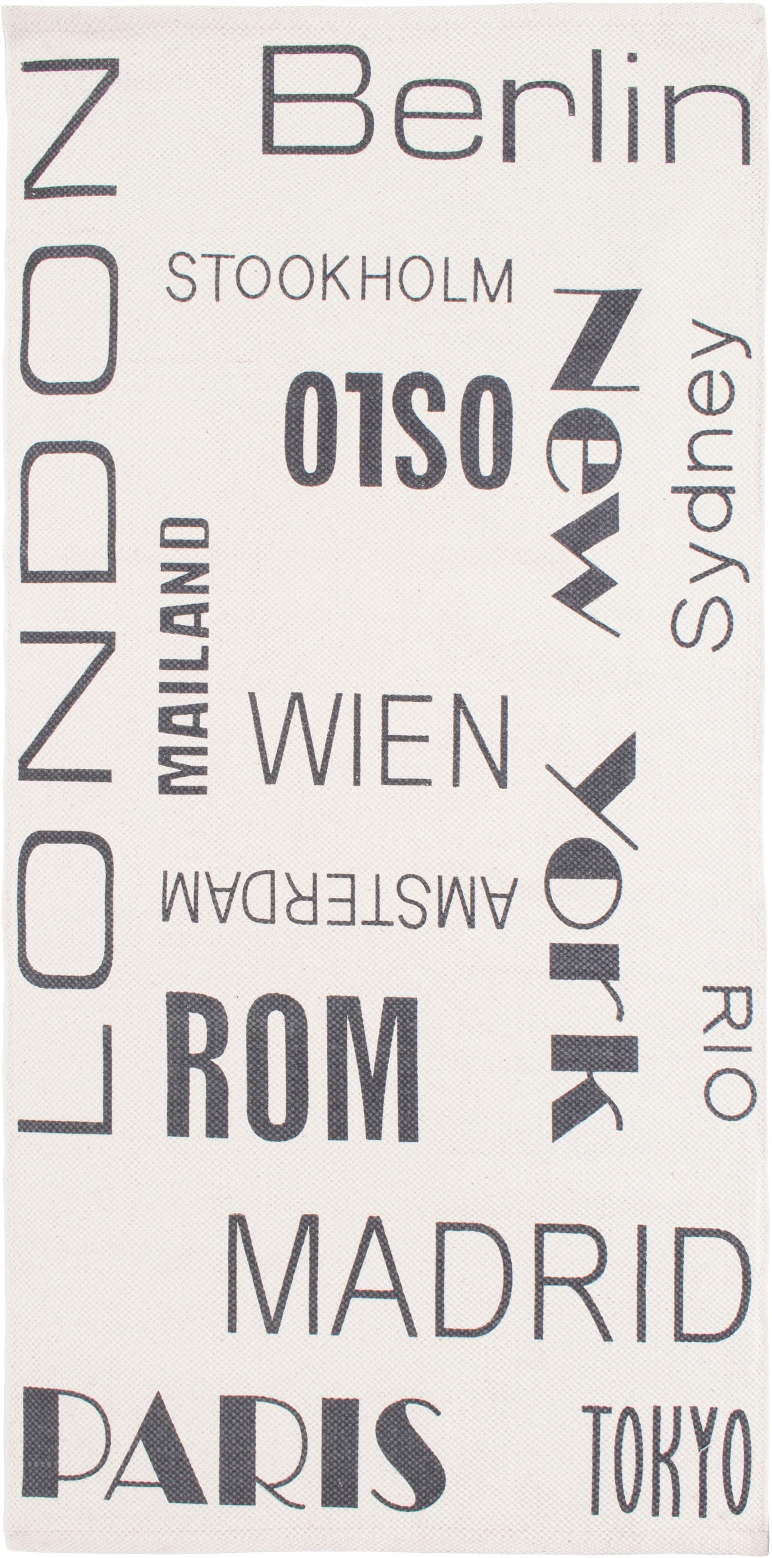 Andiamo Teppich »Rom«, rechteckig, 5 mm Höhe, handgewebt, reine Baumwolle, Städtedesign, waschbar, Wohnzimmer