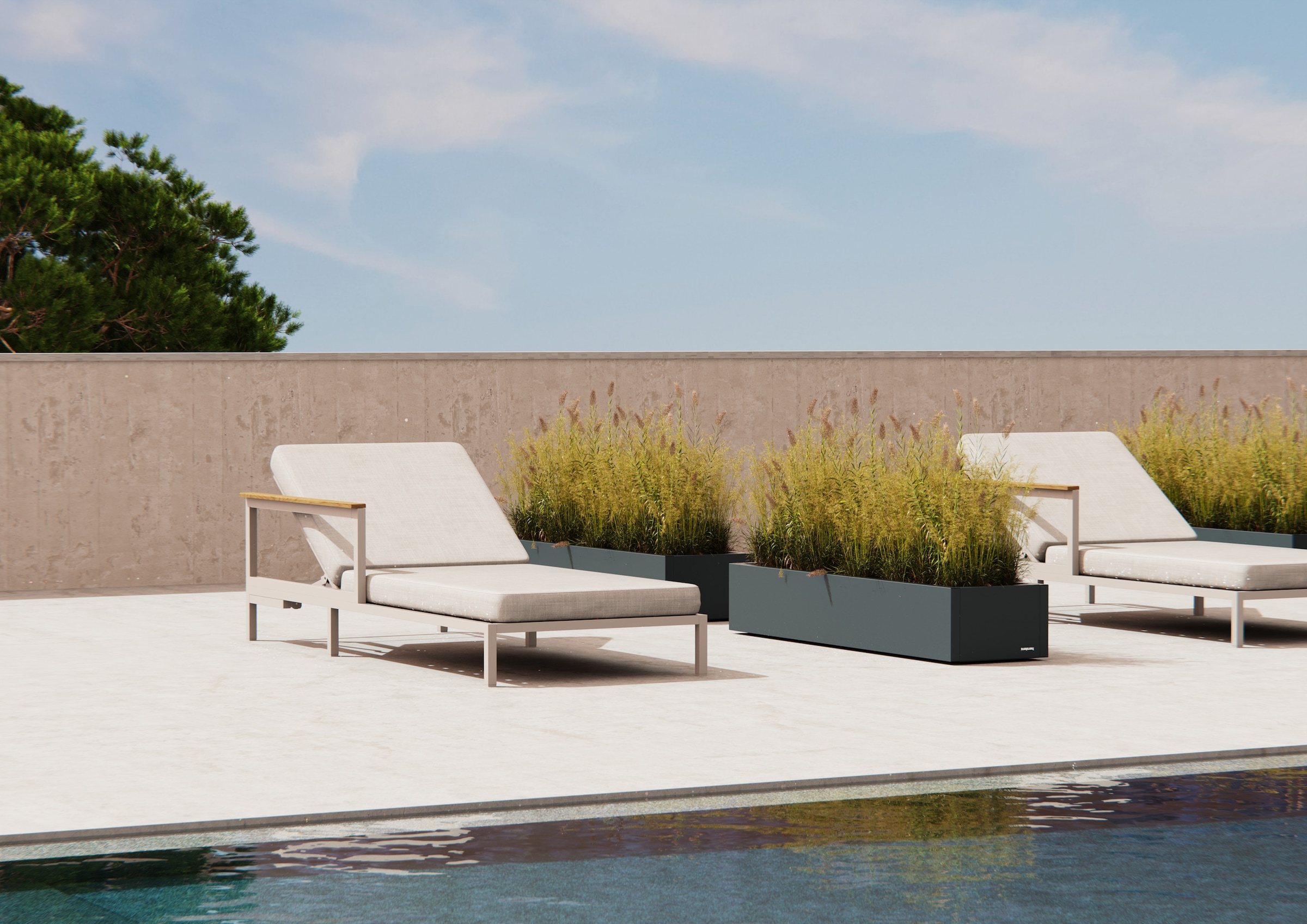 Herstera Garden Pflanzkübel »Cube anthrazit« BxTxH: 150x40x25 cm