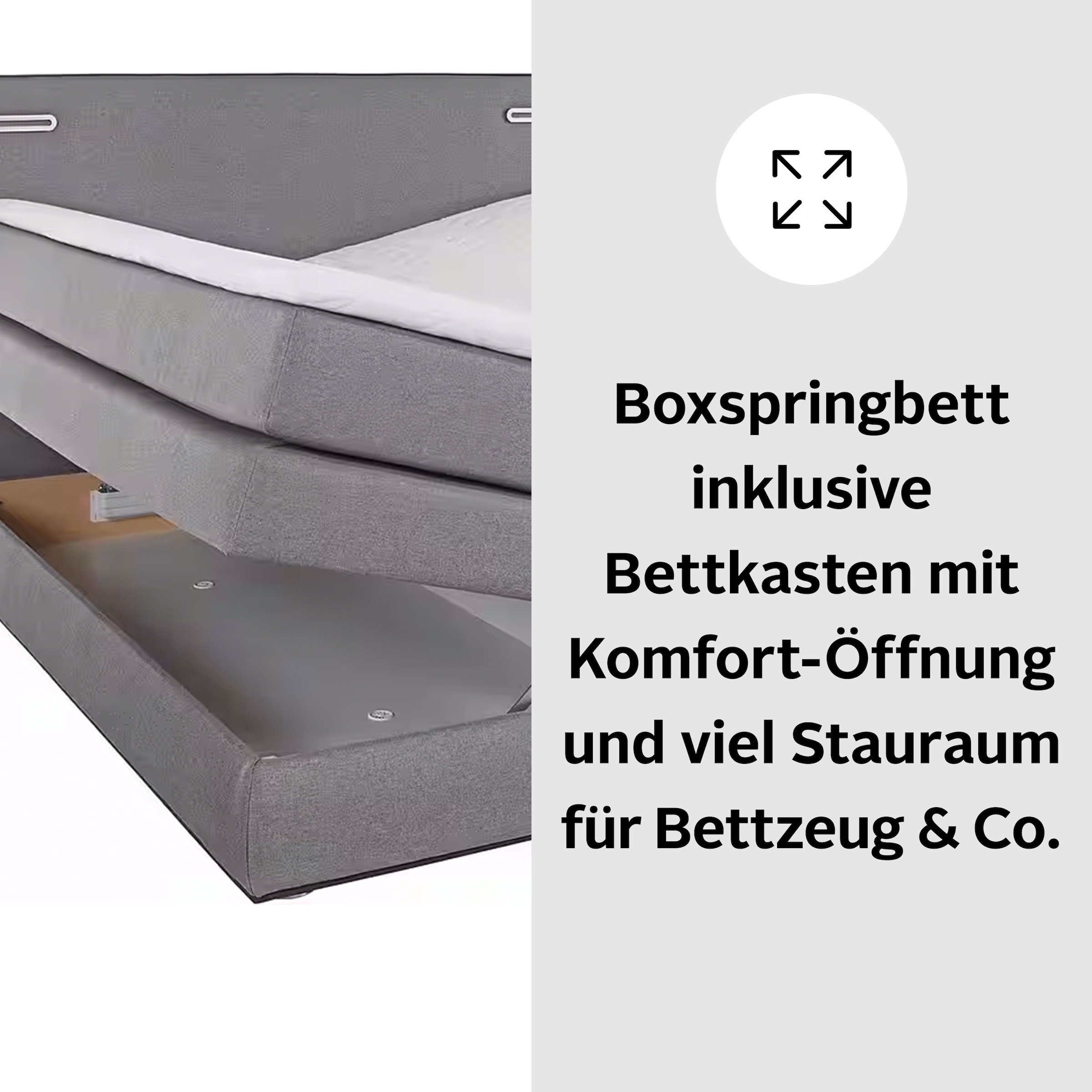 COLLECTION AB Boxspringbett »Ninoni mit Kaltschaummatratze«, inkl. Bettkasten, Topper und wahlweise mit LED-Beleuchtung