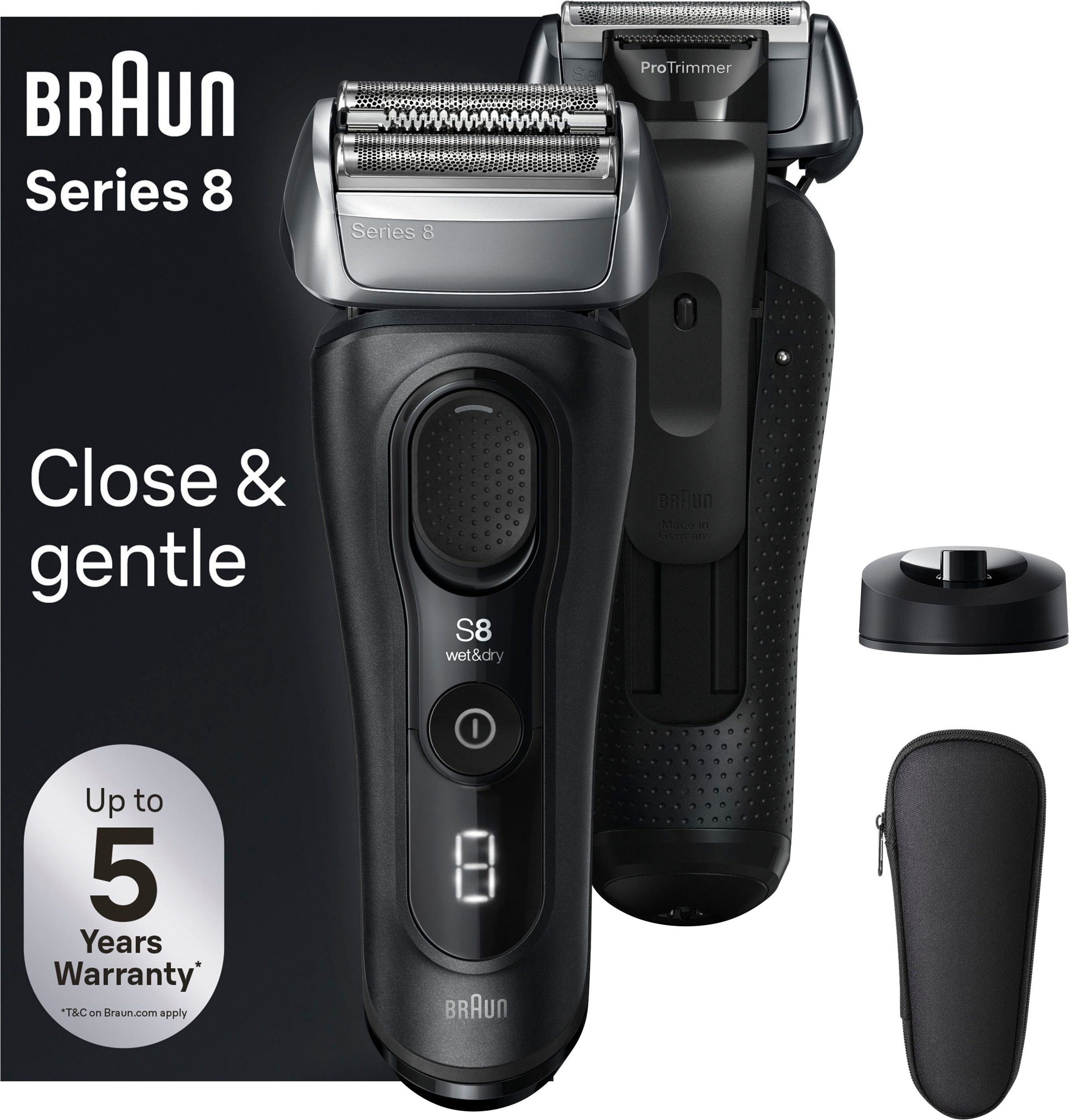 BRAUN Elektrorasierer »Series 8 8510s« ProTrimmer schwarz Effizienz und Hautkomfort: Unterstützt von 10.000 Schallvibrationen und...