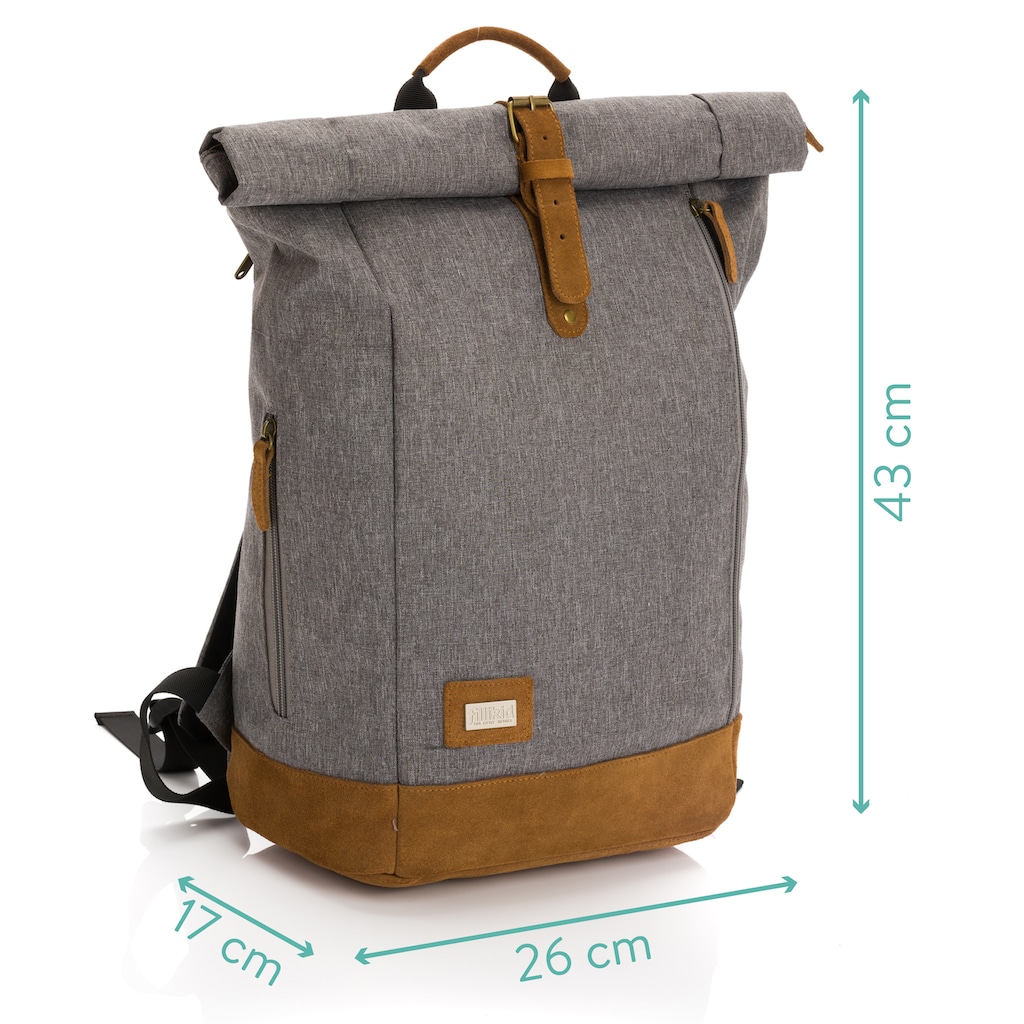 Fillikid Wickelrucksack »Berlin, grau melange«, Reflektoren, inkl. Wickelauflage