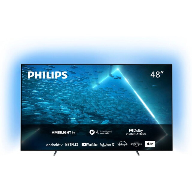 Philips OLED-Fernseher »48OLED707/12«, 121 cm/48 Zoll, 4K Ultra HD, Android  TV-Smart-TV, 3-seitiges Ambilight auf Rechnung bestellen