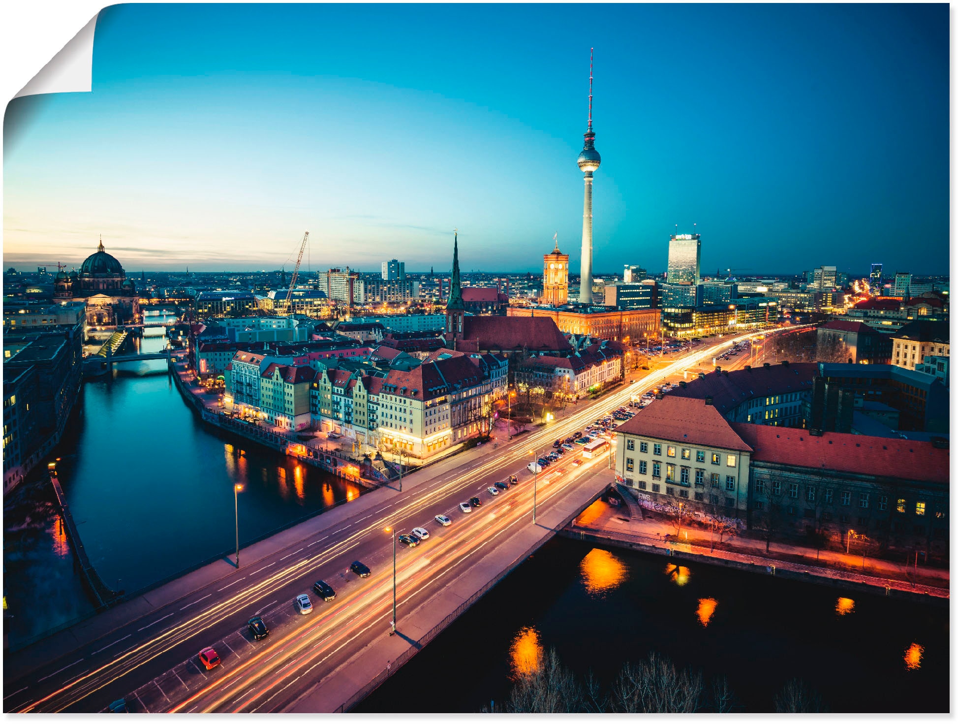 Artland Wandbild »Berlin Cityscape am Abend«, Deutschland, (1 St.), als Lei günstig online kaufen