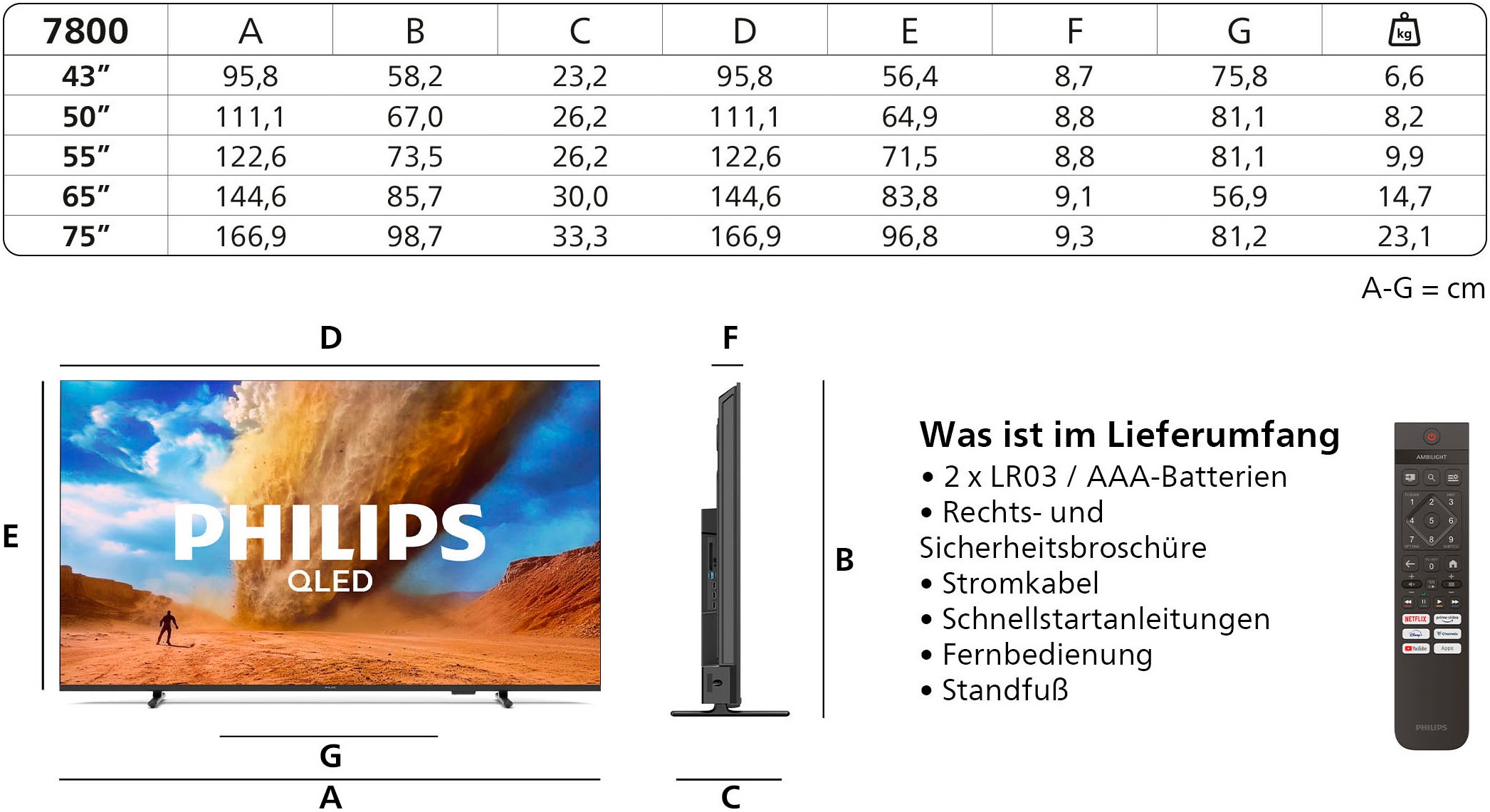 Philips QLED-Fernseher »65PUS7800/12«, 4K Ultra HD, Smart-TV
