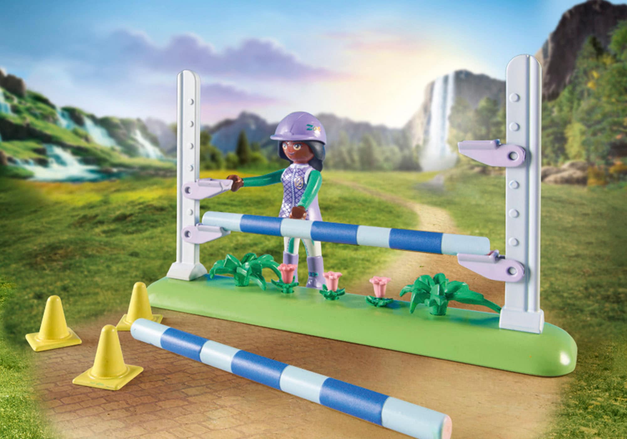 Playmobil® Konstruktions-Spielset »Zoe & Blaze mit Turnierparcours (71355), Horses of Waterfall«, (67 St.), teilweise aus recyceltem Material