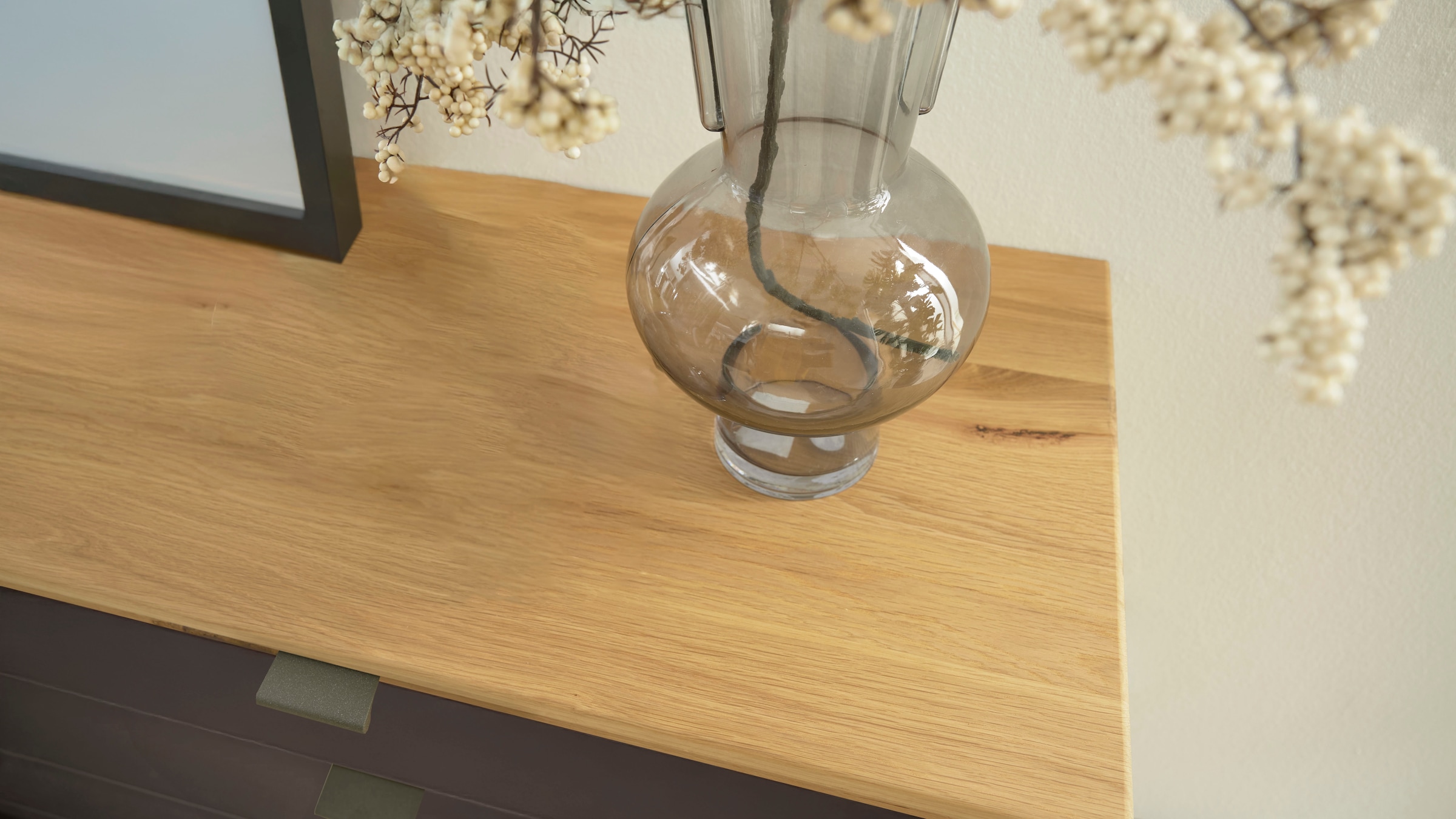 WIEMANN Schubkastenkommode »Cardiff Sideboard, Wäscheschrank, teilmassiv Bianco-Eiche, Schubladen«, (Glas- oder Massivholzfront, verschiedene Breiten, MADE IN GERMANY), Schubkästen inklusive Selbsteinzug und Dämpfung
