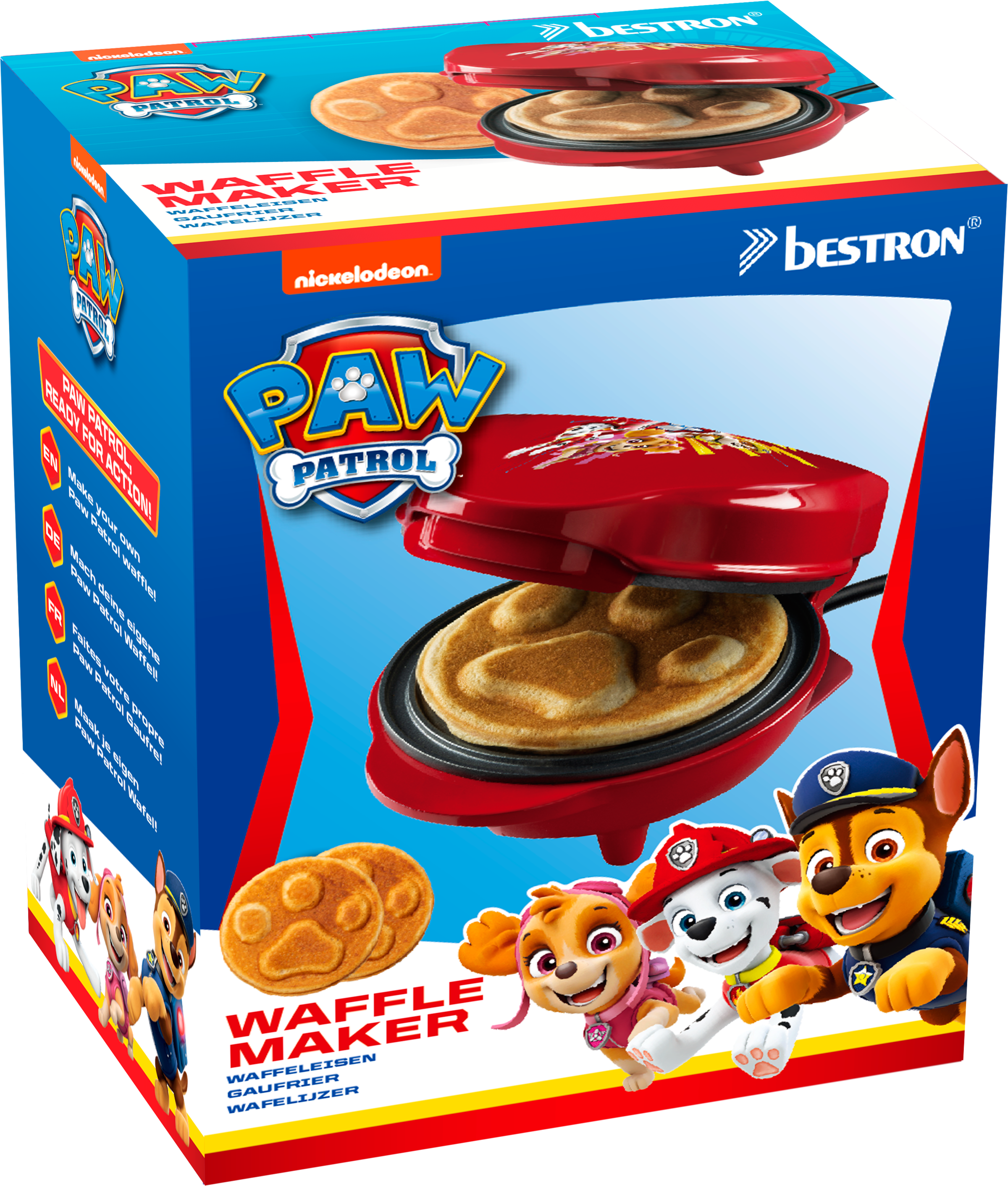 bestron Waffeleisen »APP500R Paw Patrol«, 550 W, im einzigart. Design, für Kindergeburtstage, Ostern & Weihnachten, Rot