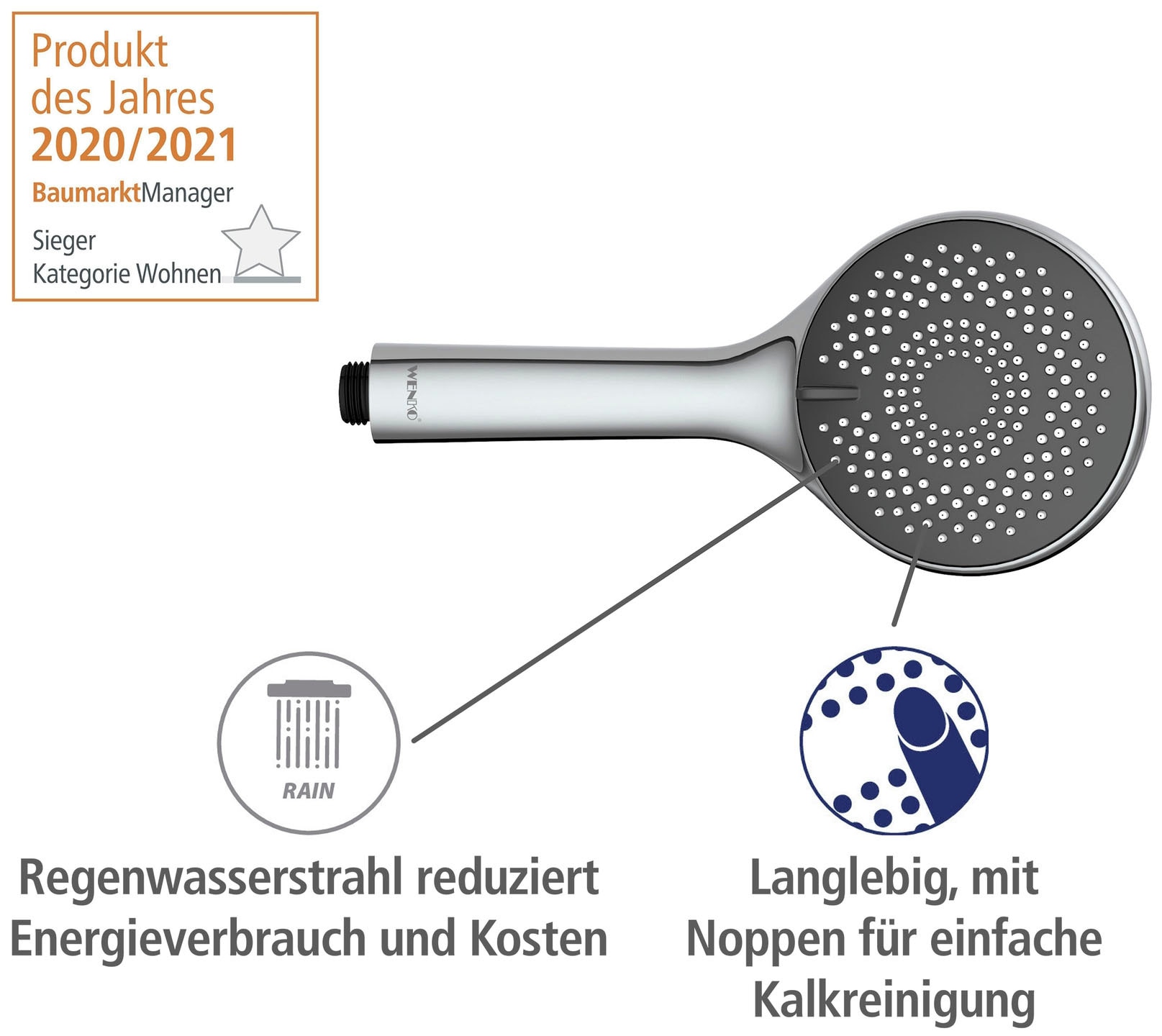 WENKO Duschsystem »Watersaving«, einfacher Anschluss an bestehende Armatur oder Wandanschlussbogen