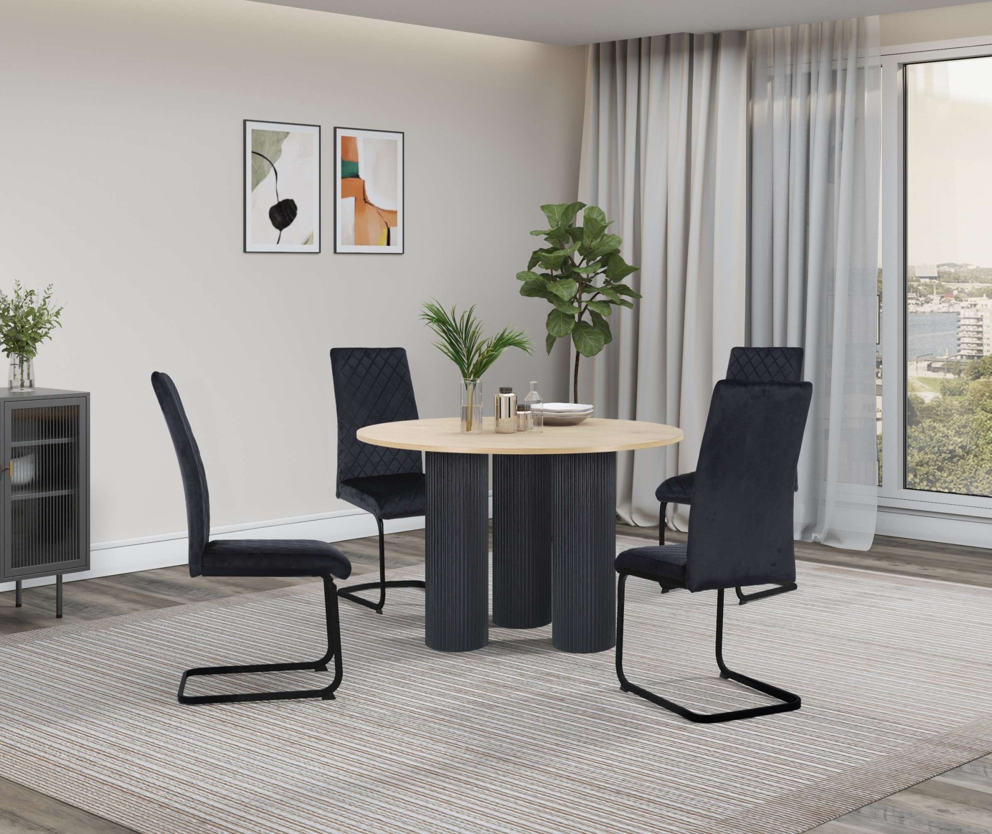 OTTO home Esstisch »Mandan«, rund, 110x110 cm, 25 cm runde Beine mit Rillenstruktur, Höhe 76 cm