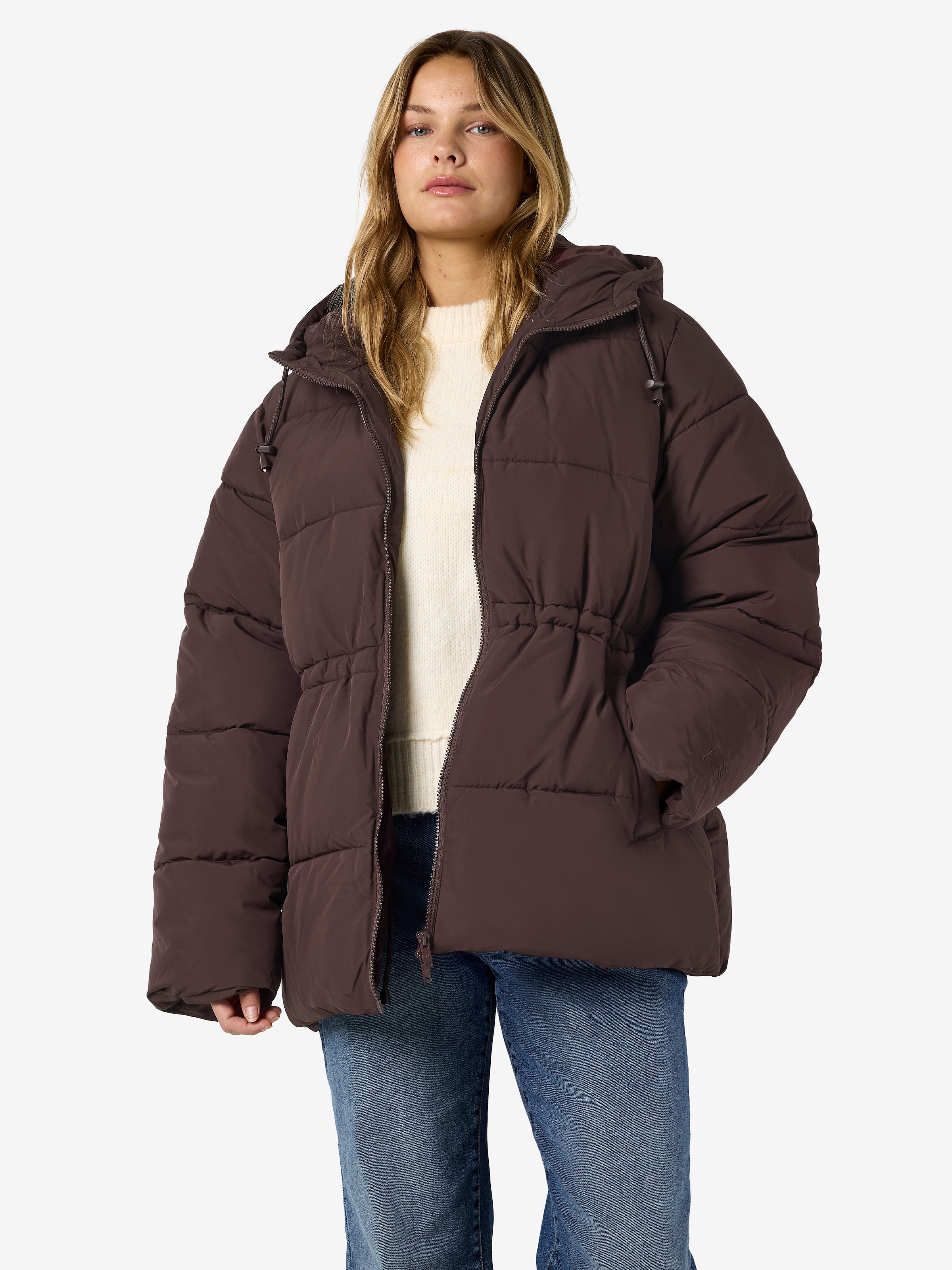 Noisy may Steppjacke »NMROSY WAISTED PUFFER JACKET NOOS« mit Kapuze Kunstfaser