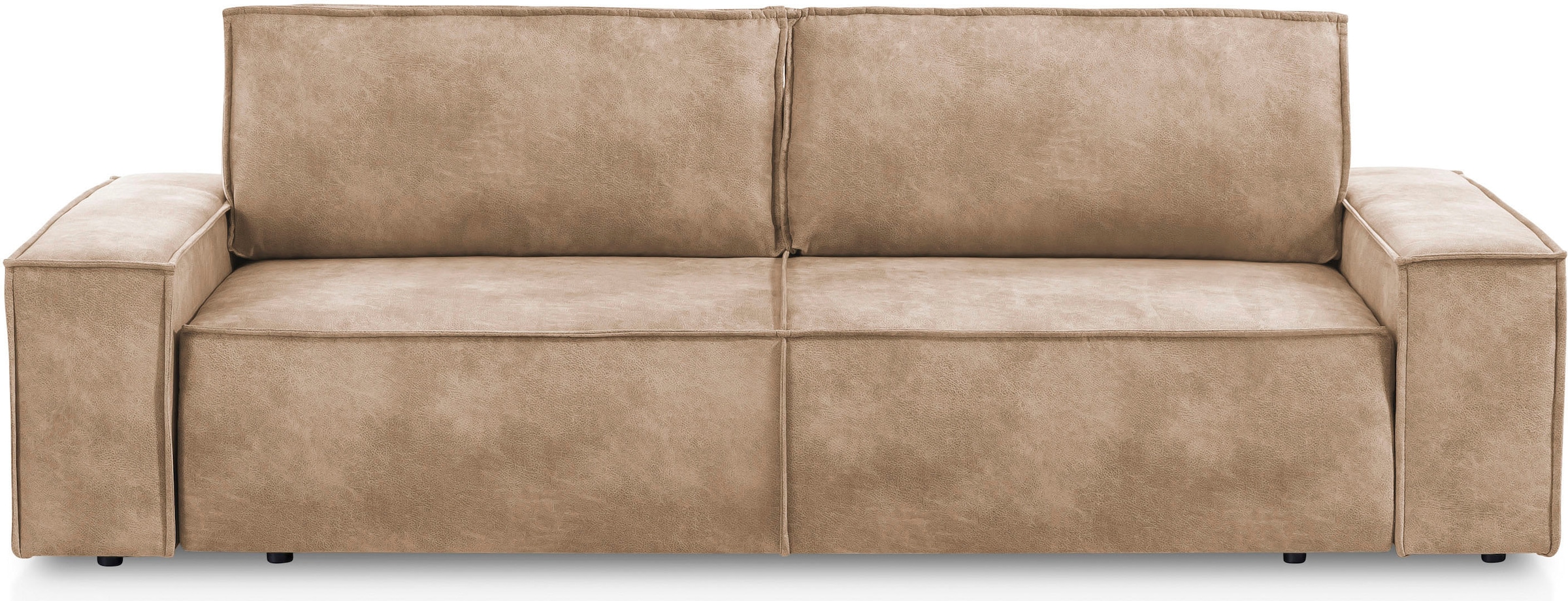 Home affaire 3-Sitzer »SHERWOOD Schlafsofa (257cm) Cord, Samtvelours, Vintage-Lederoptik«, Schlaffunktion mit Bettkasten (ca. 136/200cm)