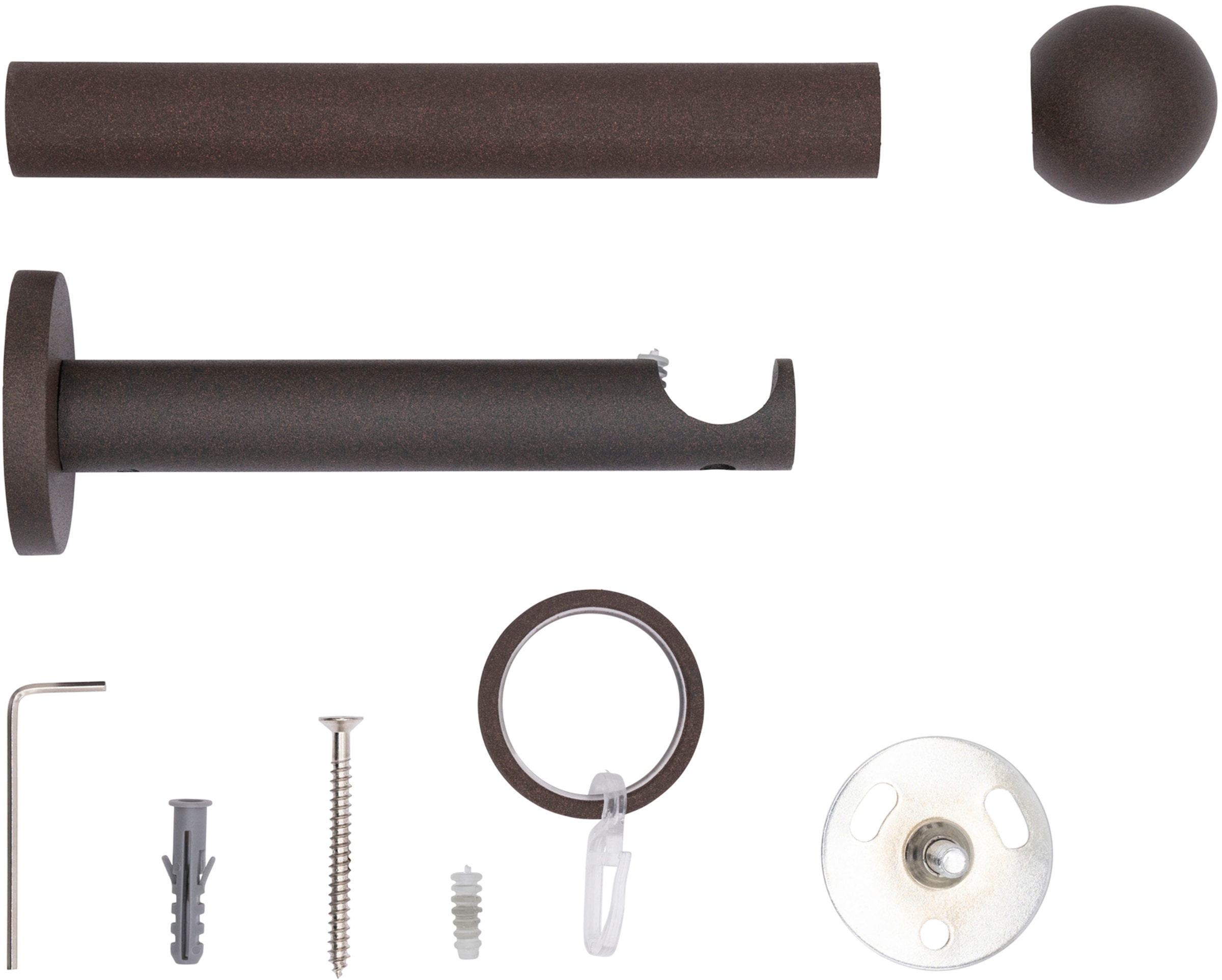 mydeco Gardinenstange »20mm Ball Wandträger 12 cm« 1 läufig-läufig Fixmaß