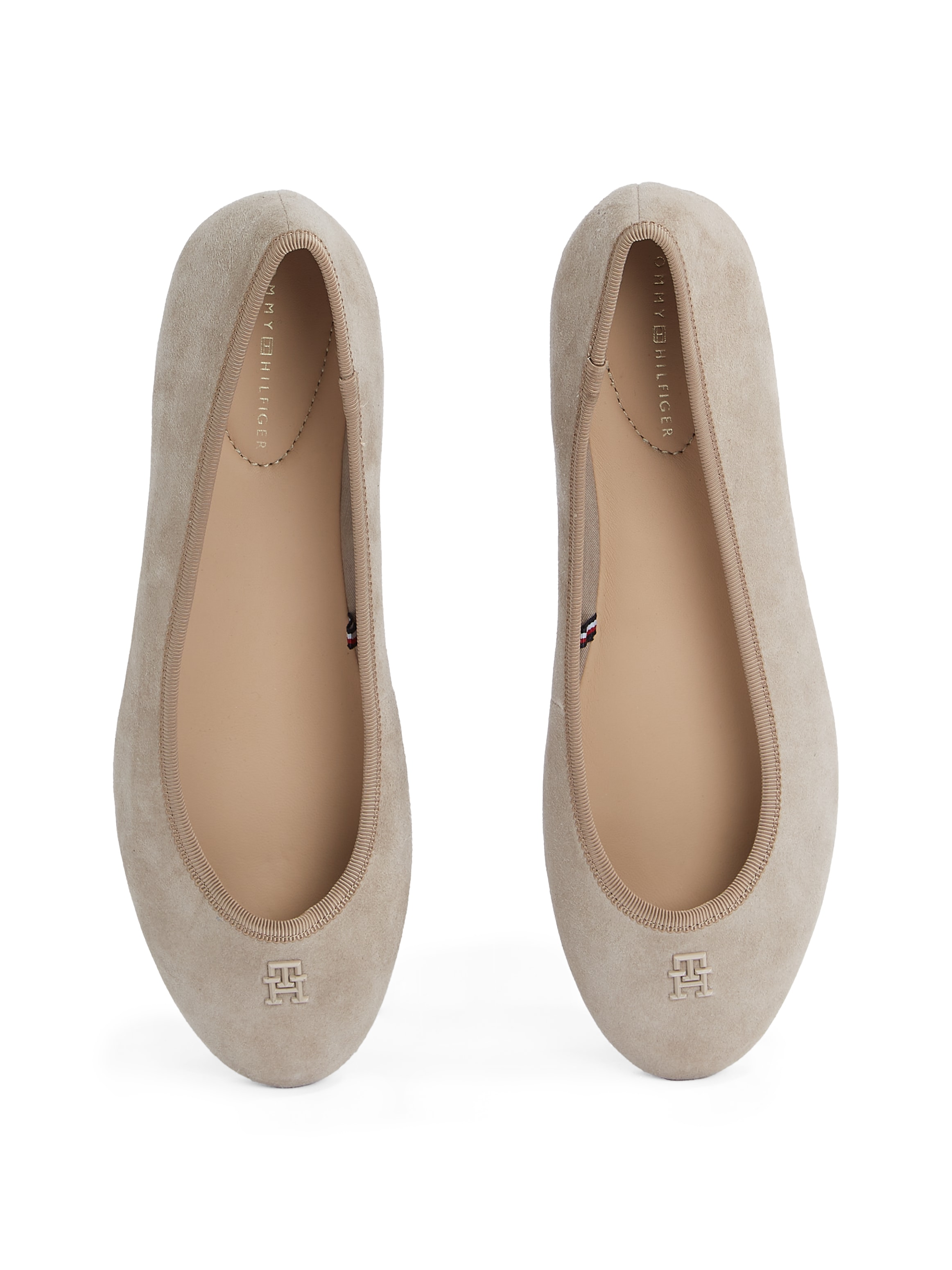 Tommy Hilfiger Ballerina »TH HARDWARE SUEDE BALLERINA«, Flats, Businessschuh, Bequemschuh, Schlupfschuh mit TH-Logo