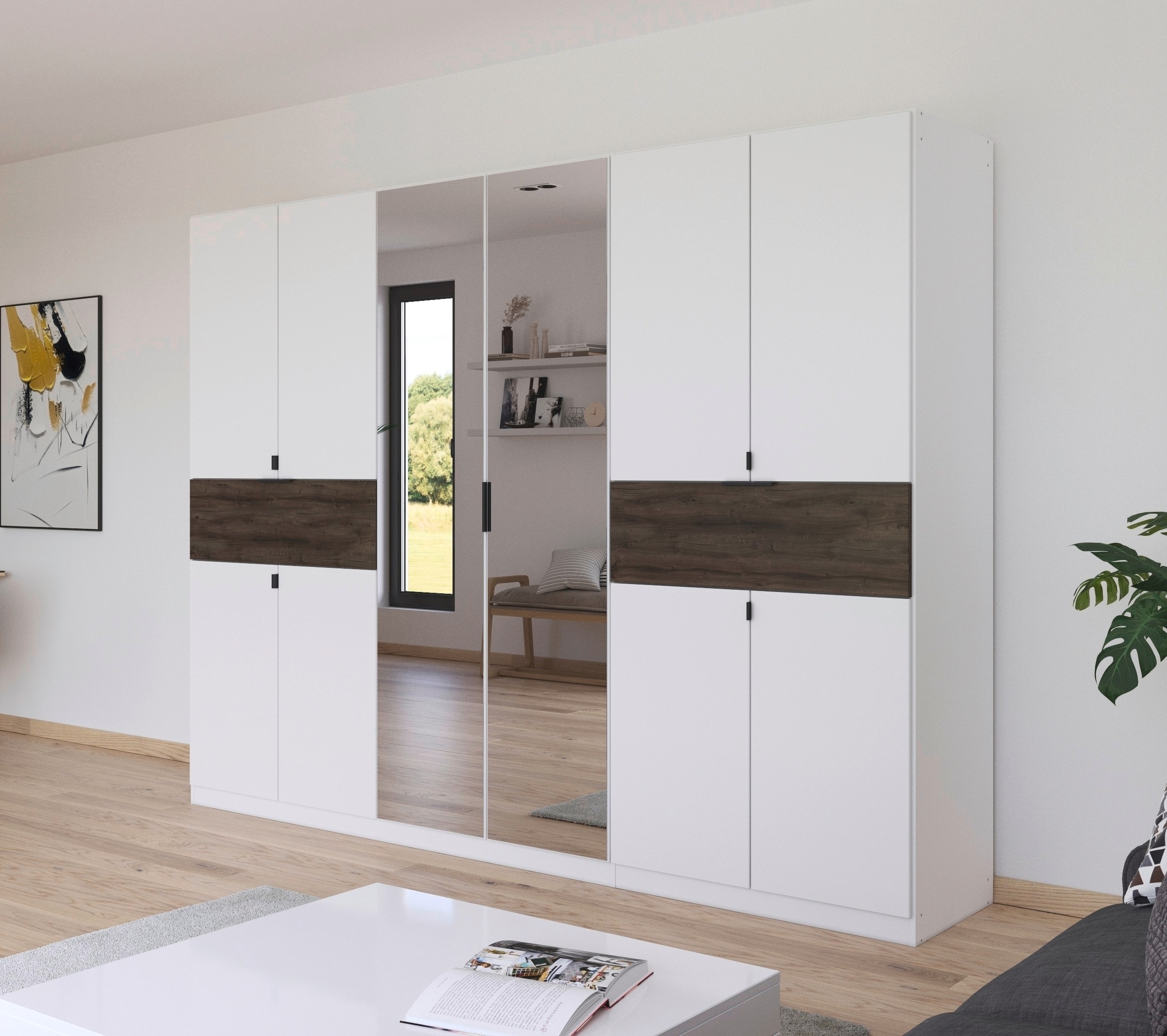 rauch Drehtürenschrank »Kleiderschrank Schrank Garderobe Wäscheschrank TICAO«, (Schubladen in der Höhe variabel positionierbar), mit 2 geräumigen Schubladen, viel Stauraum MADE IN GERMANY