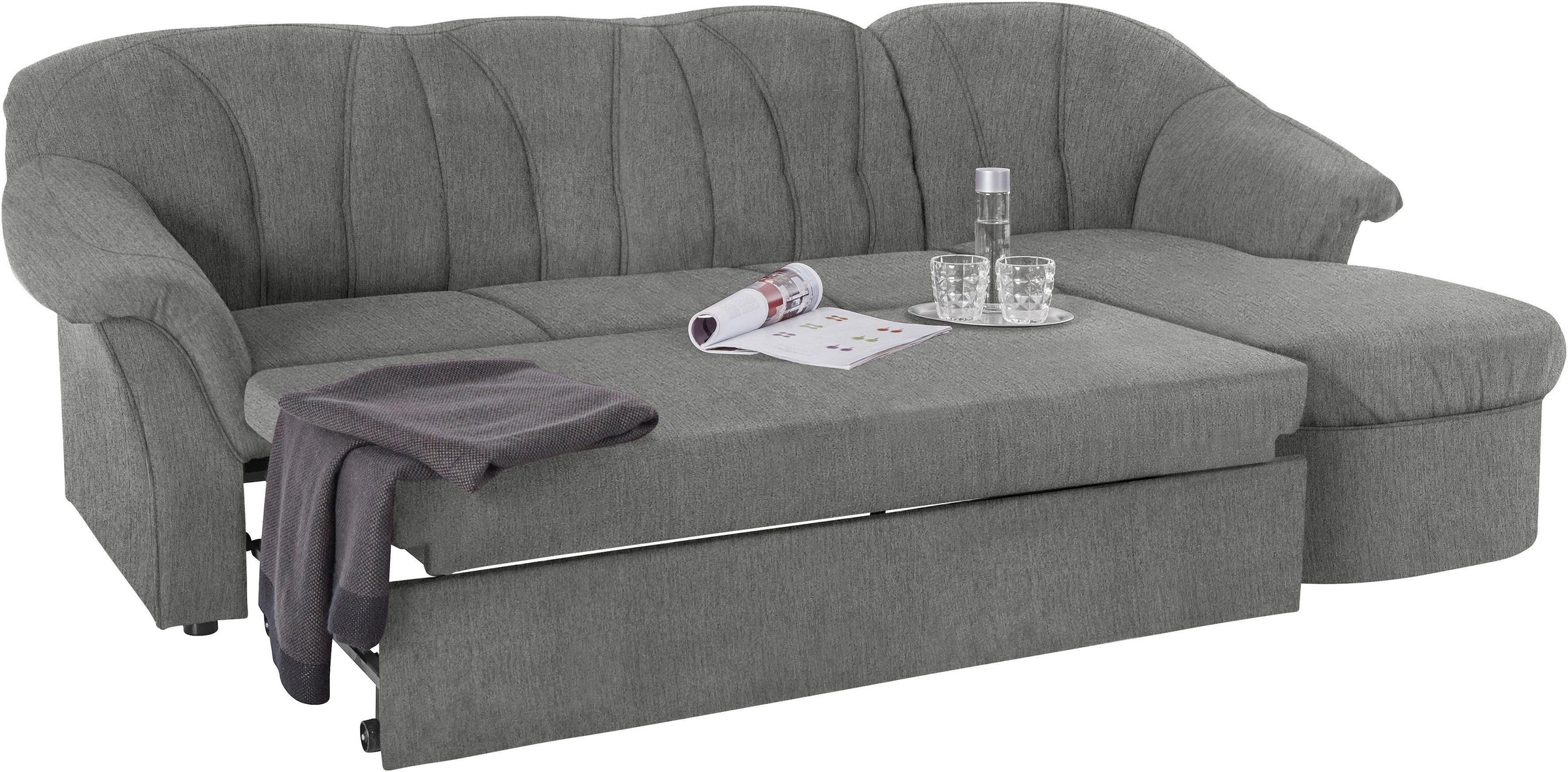 DOMO collection Ecksofa »Pegnitz, elegante Rückensteppung, kompakte Stellmaße 238/141cm, L-Form«, wahlweise mit Bettfunktion