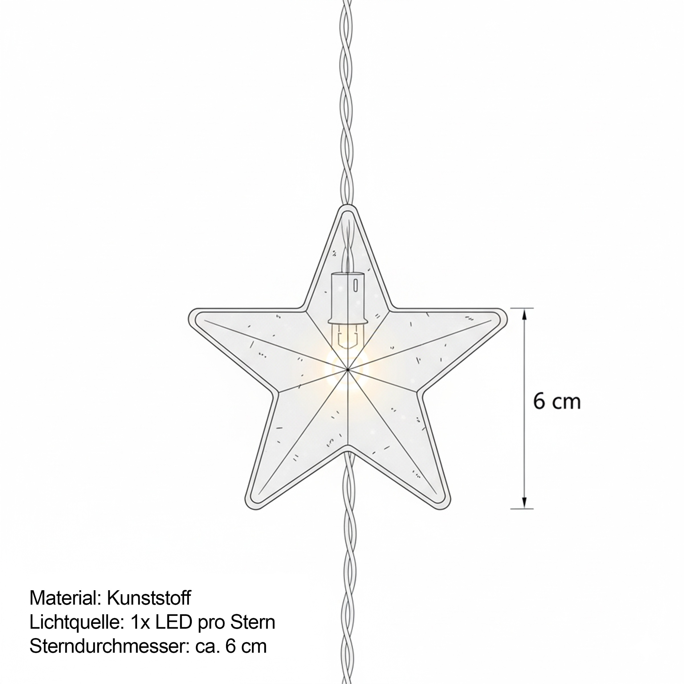 OTTO home LED-Lichtervorhang »Alvven« 40 Stk.-flammig LED-Vorhangleuchten Sterne, Fensterdekoration, Timer