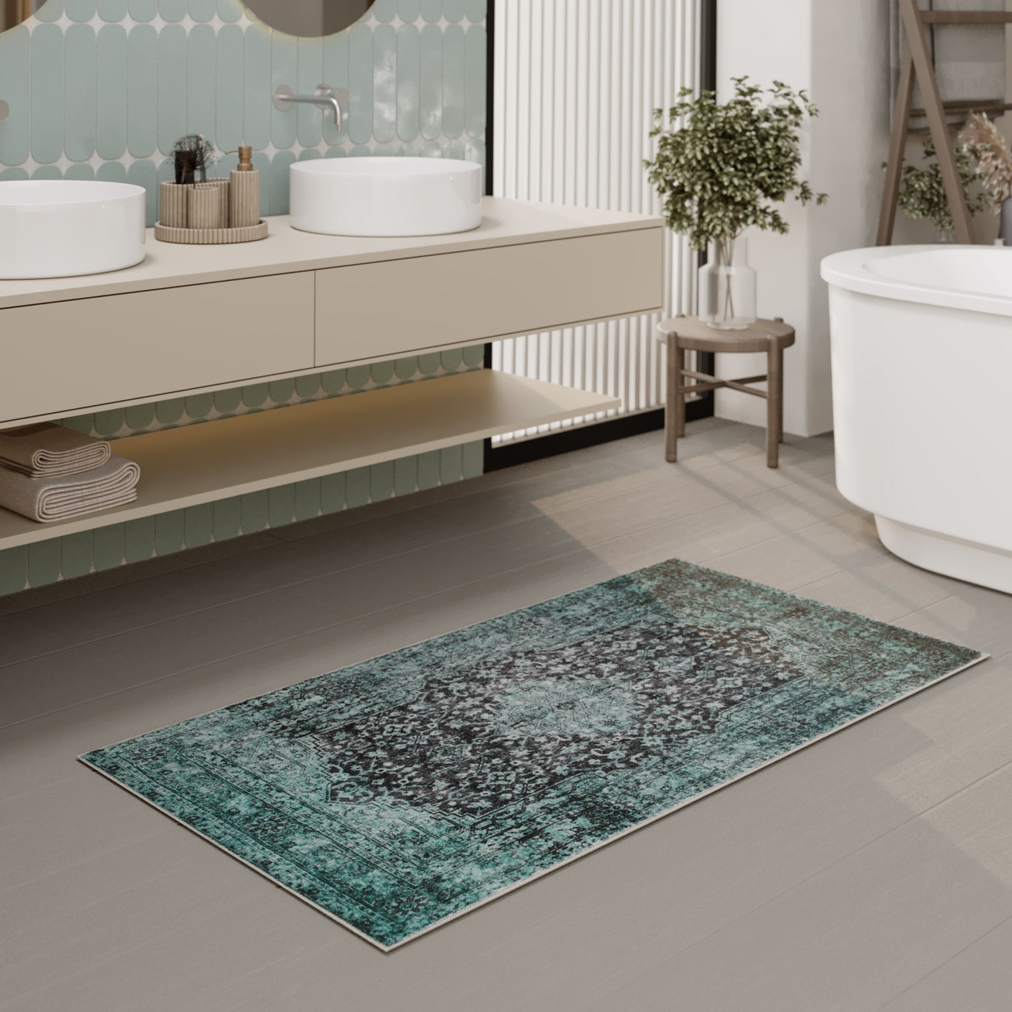 Wecon home Badematte »Ralph« Höhe 0,5 mm fußbodenheizungsgeeignet Vintage, günstig online kaufen