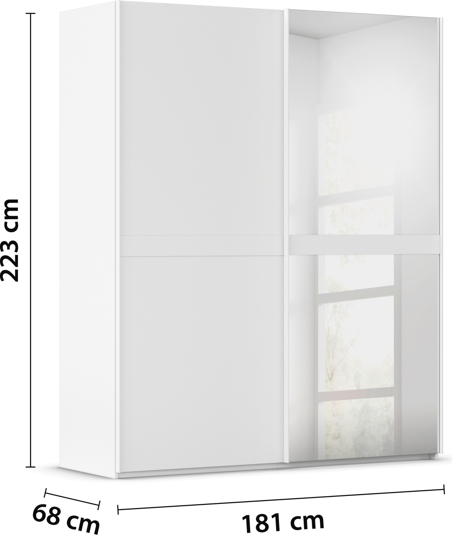 rauch Schwebetürenschrank »Kleiderschrank Schrank Garderobe Schlafzimmerschrank SCALE-LINE« edle Optik mit Bauchbinde in Korpusfarbe mit Spiegel MADE IN GERMANY