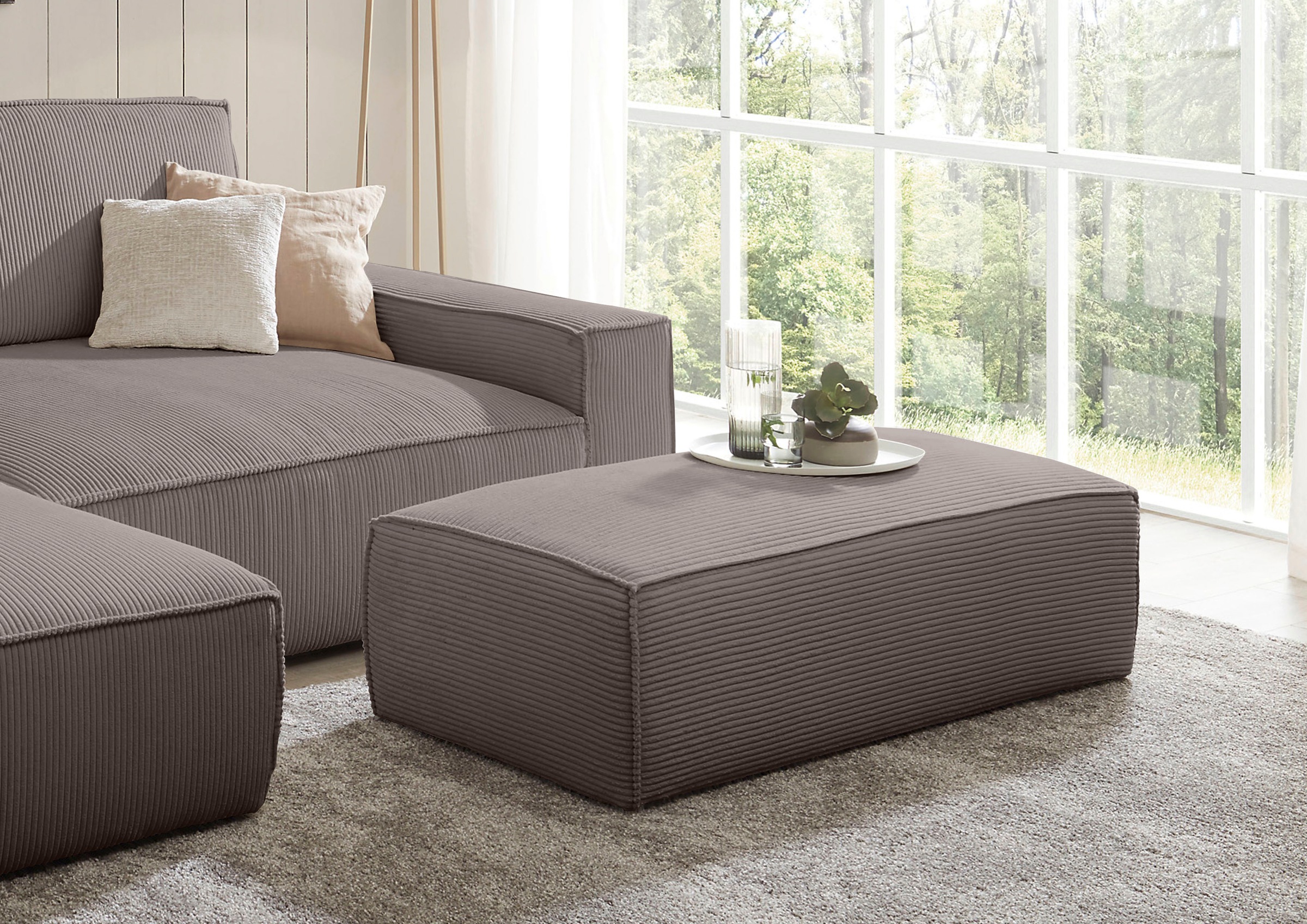 Home affaire Hocker »NEU: SHERWOOD XXL, Polsterhocker, Cord, Webstoff« rech günstig online kaufen